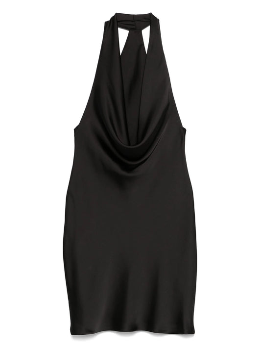 halter drape mini dress