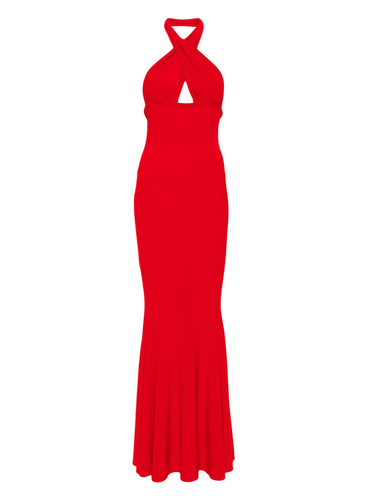 cross halterneck gown