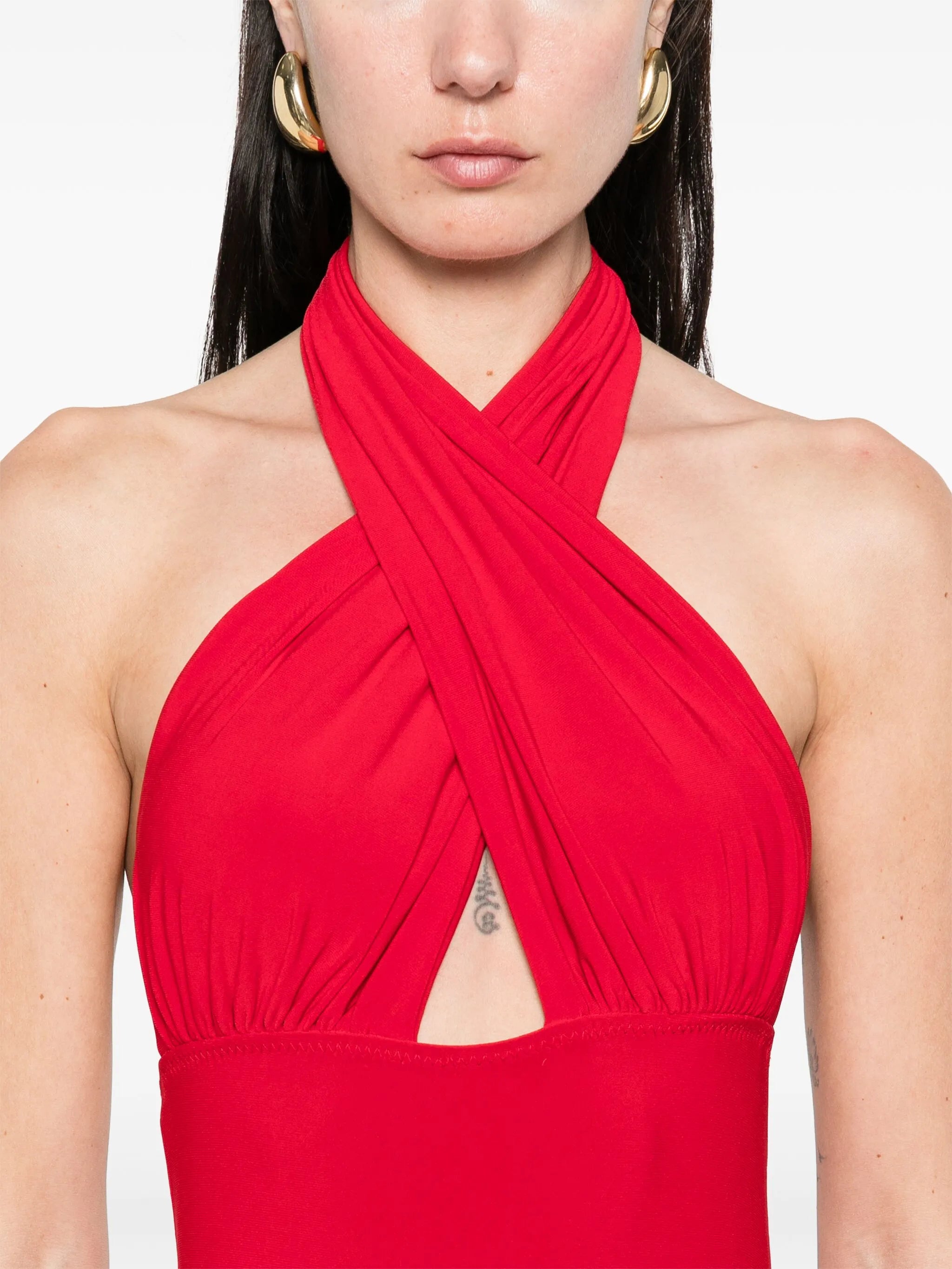 cross halterneck gown
