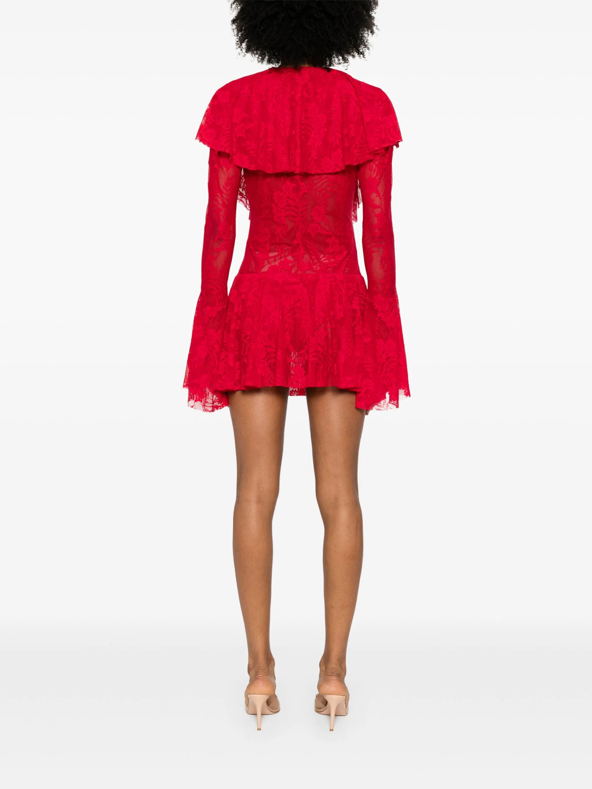 V-neck ruffled mini dress