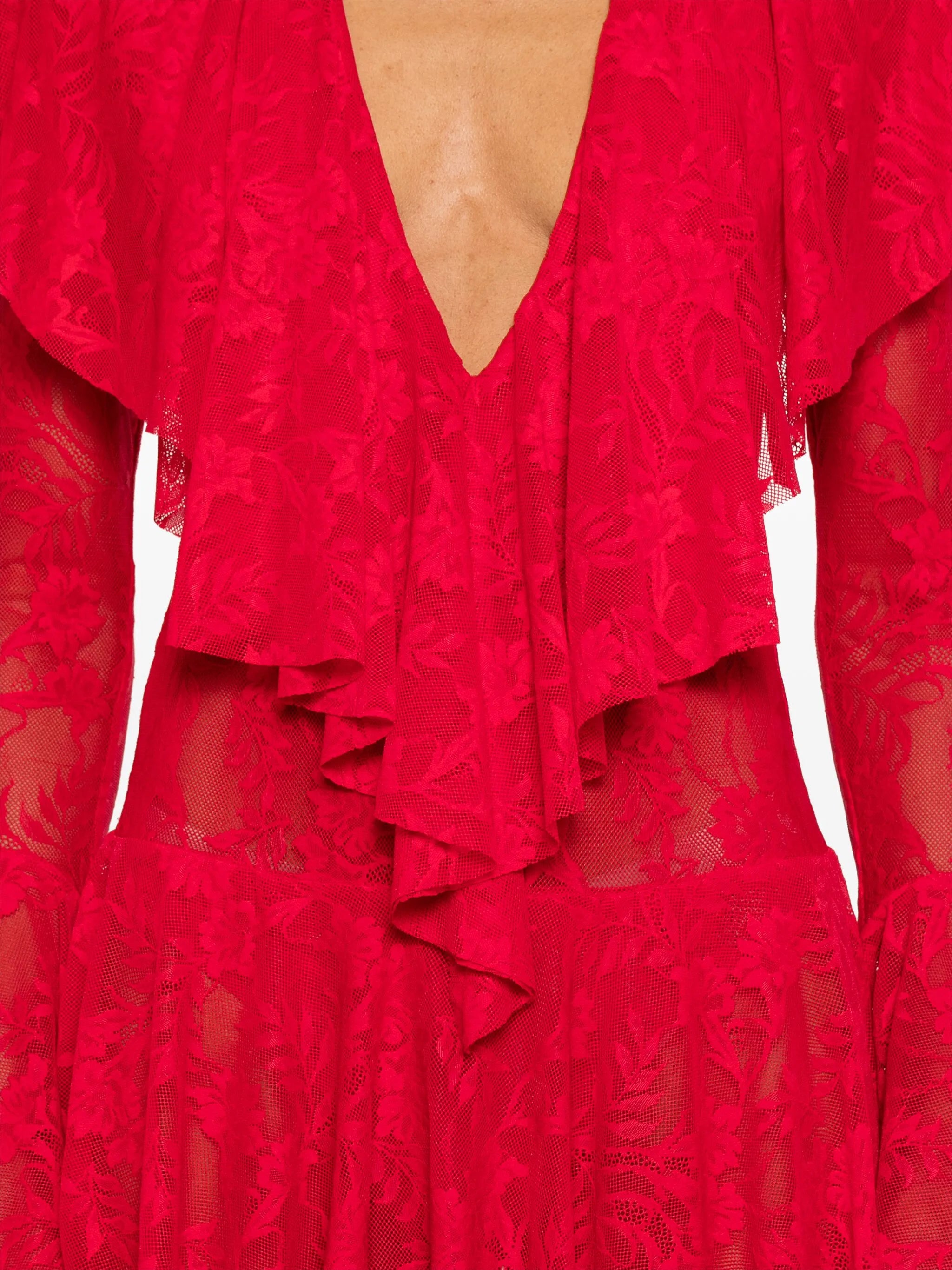 V-neck ruffled mini dress