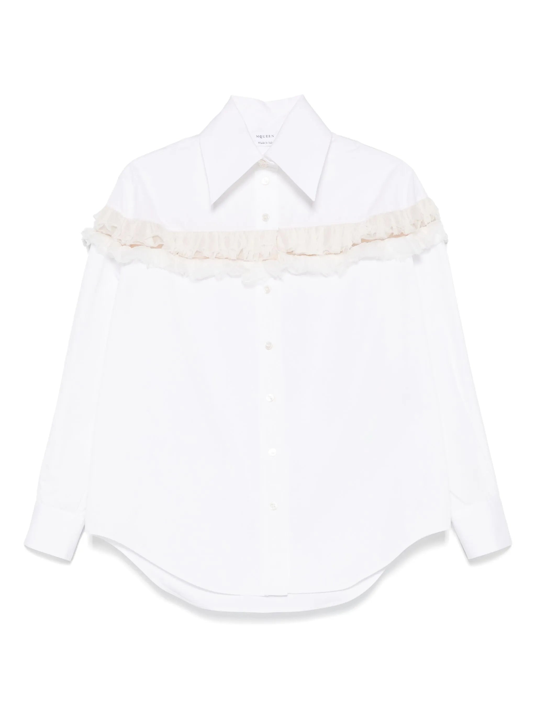 slashed creponne-detail shirt