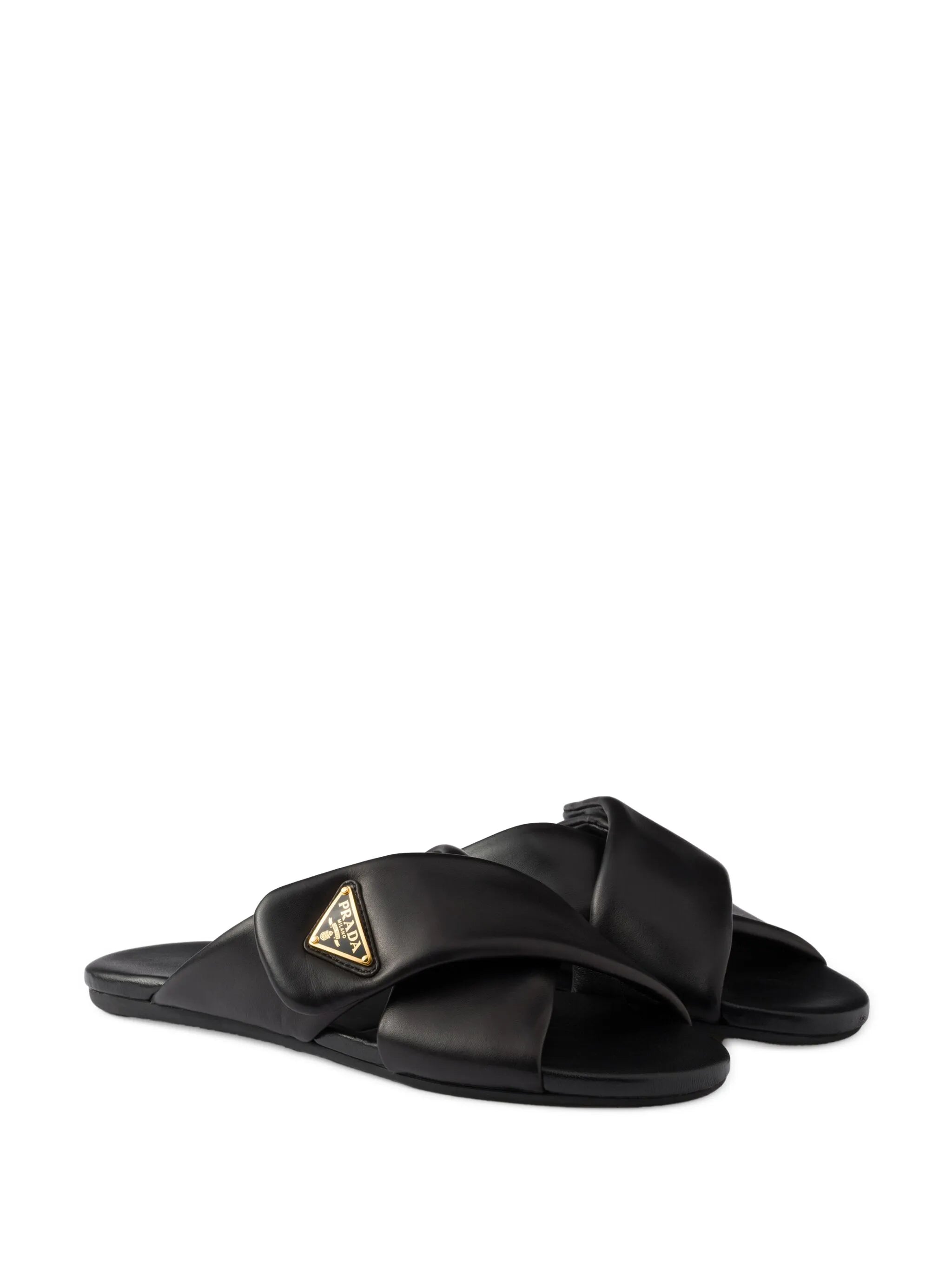Padded nappa leather slides