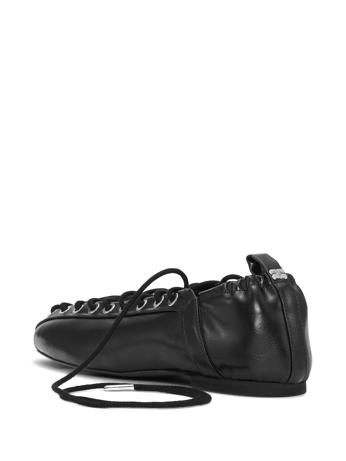 eyelet-embellished lace-up ballet flats