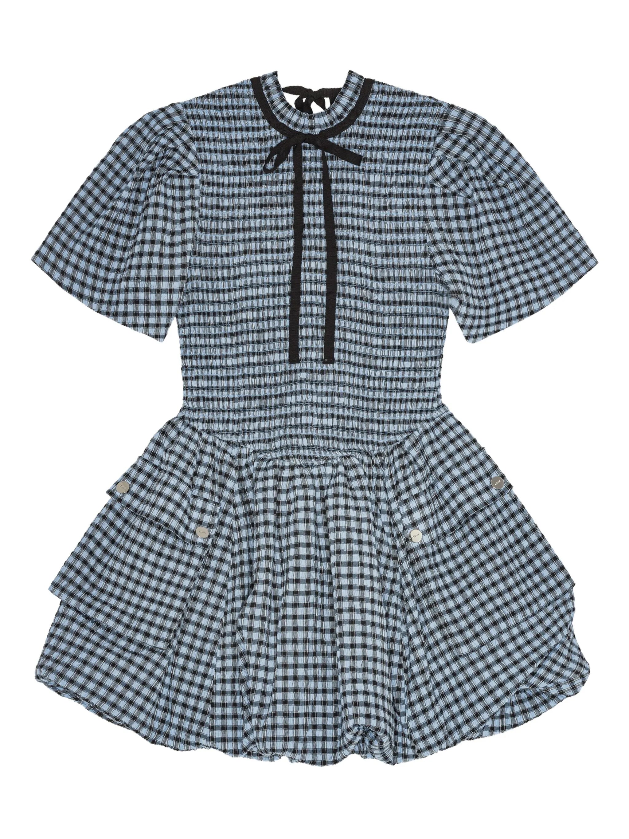 checked seersucker mini dress