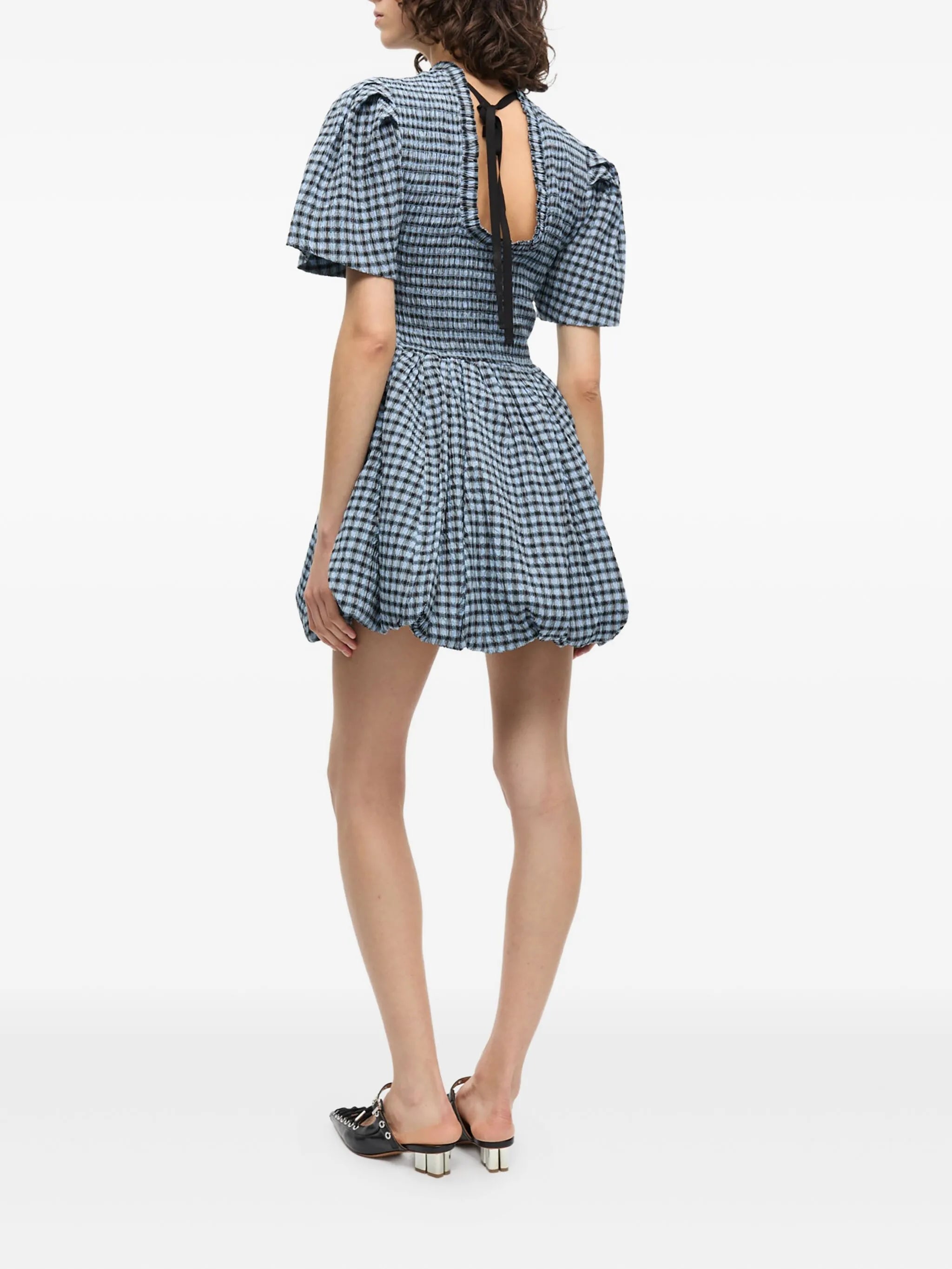 checked seersucker mini dress