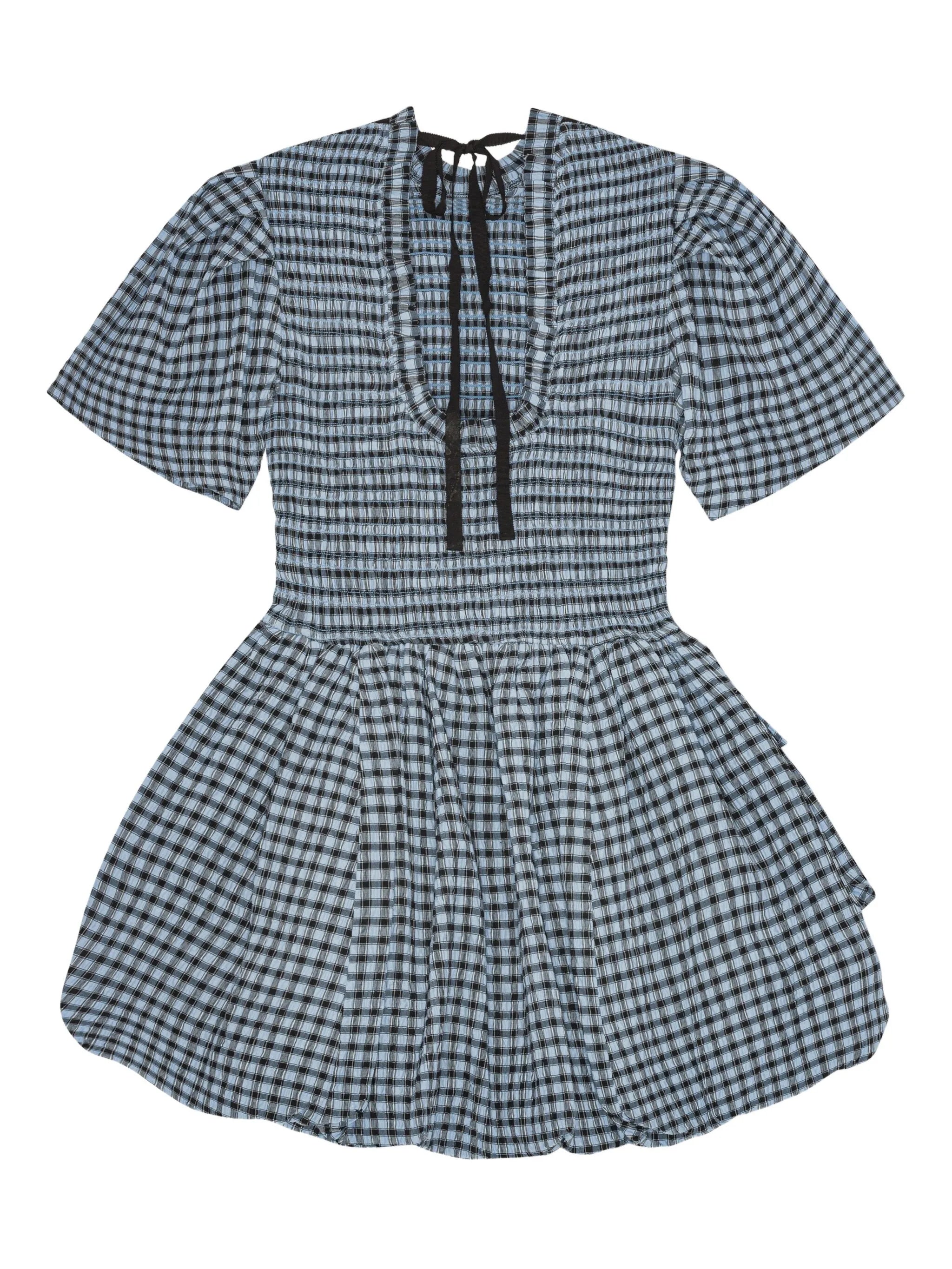 checked seersucker mini dress