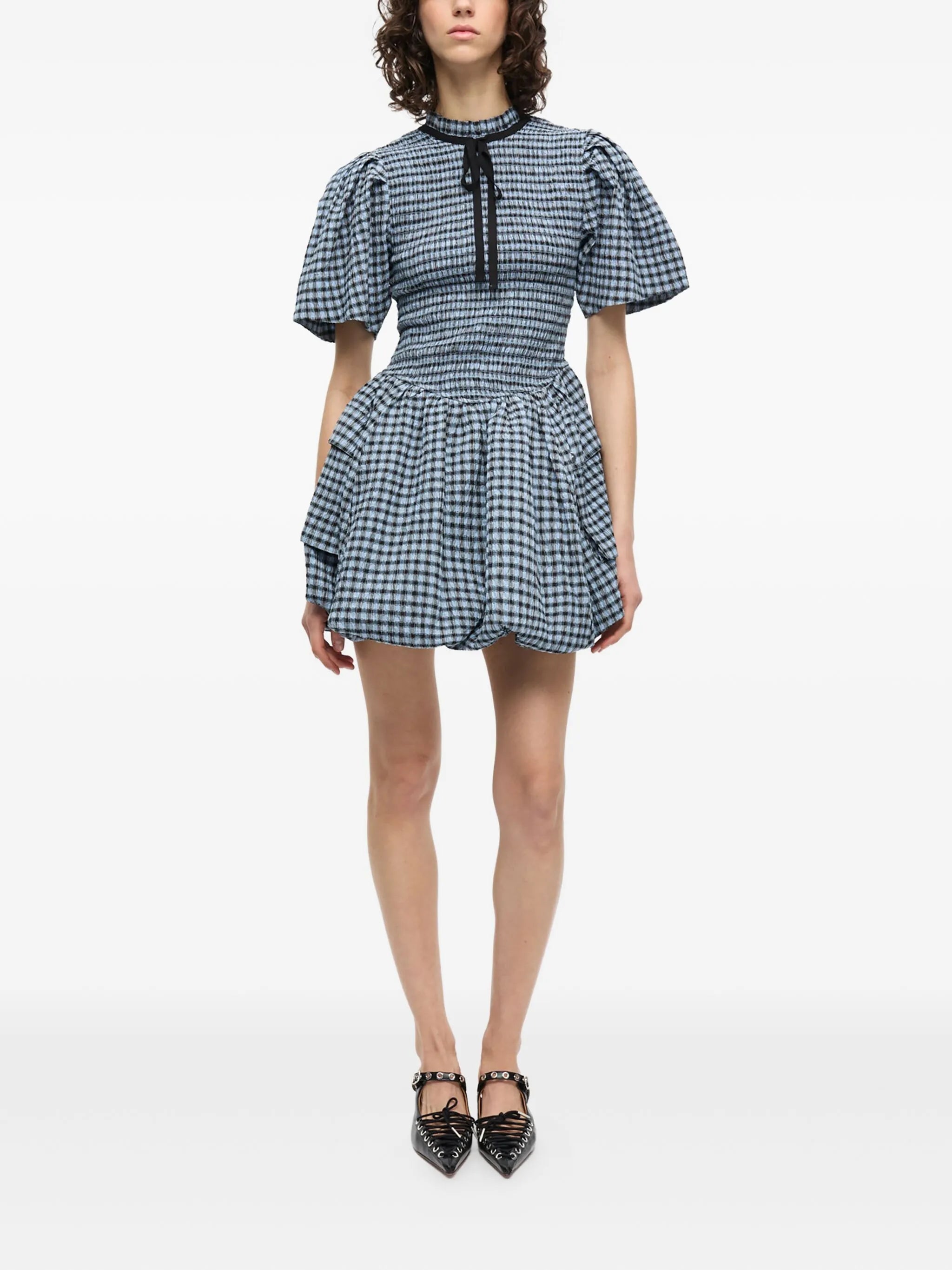 checked seersucker mini dress