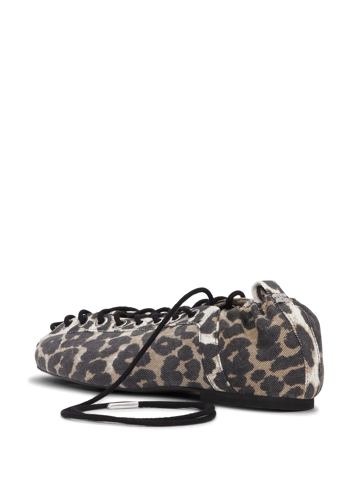 leopard-print denim ballet flats