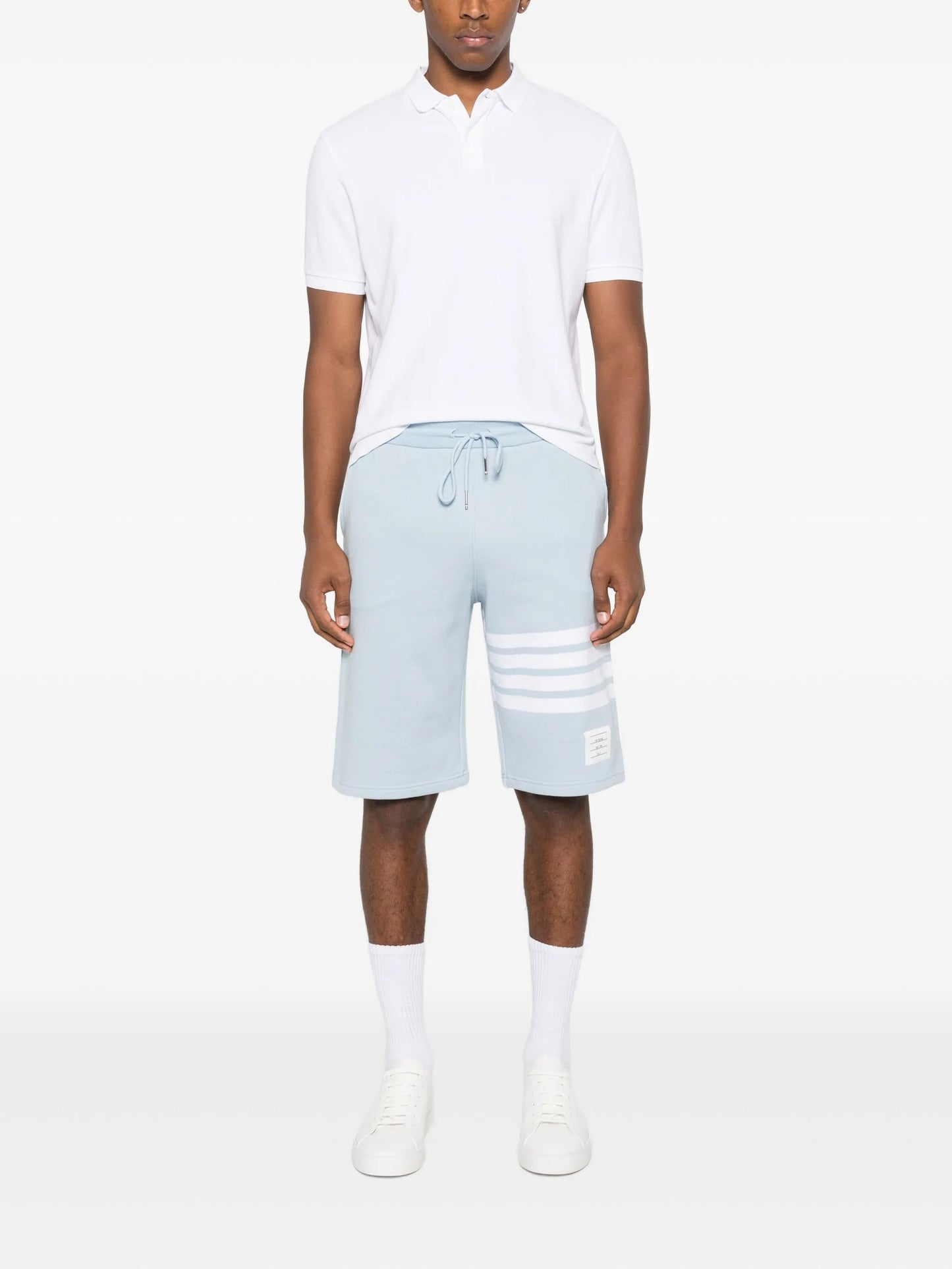 stripe-detail cotton track shorts