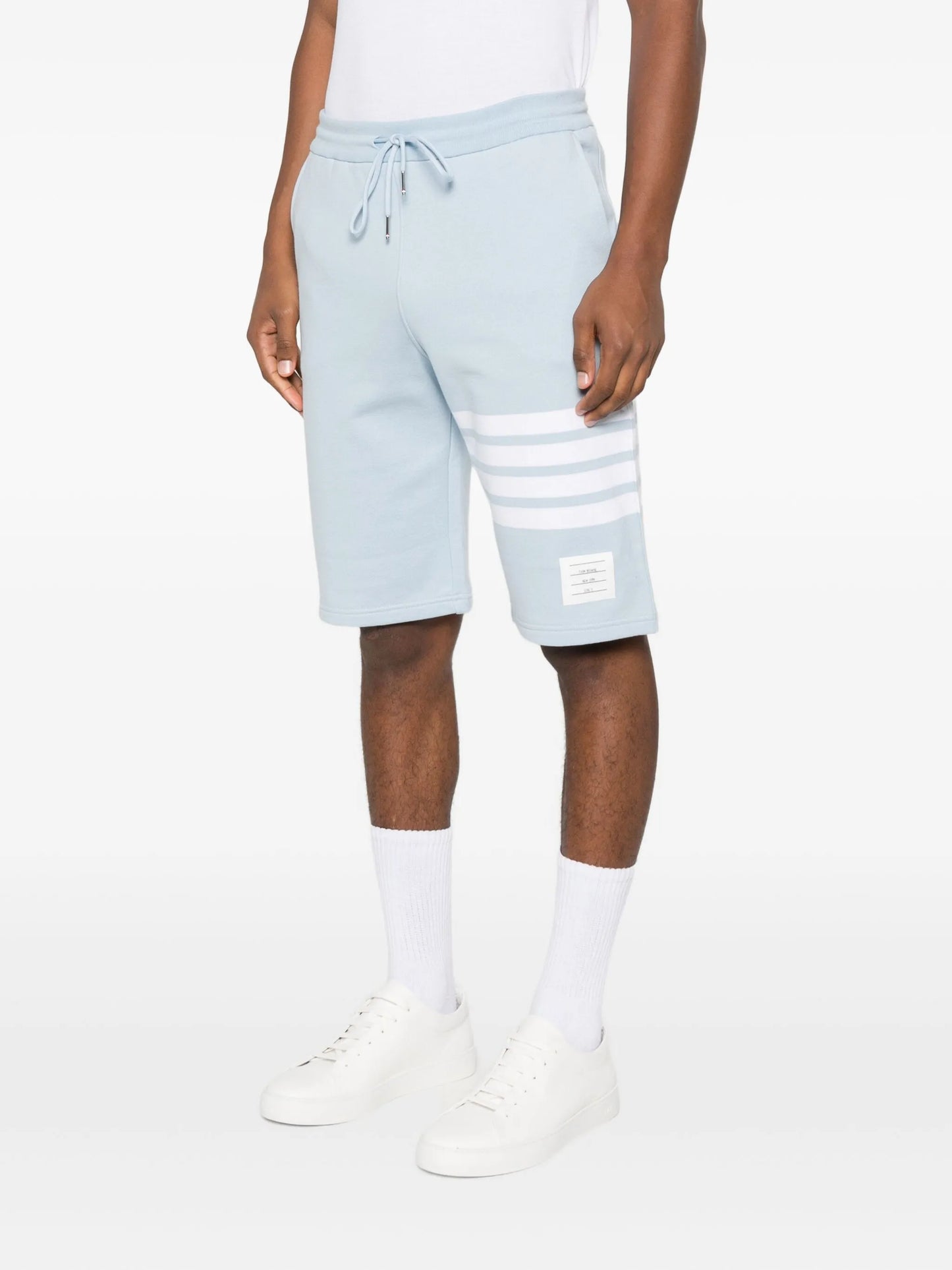 stripe-detail cotton track shorts