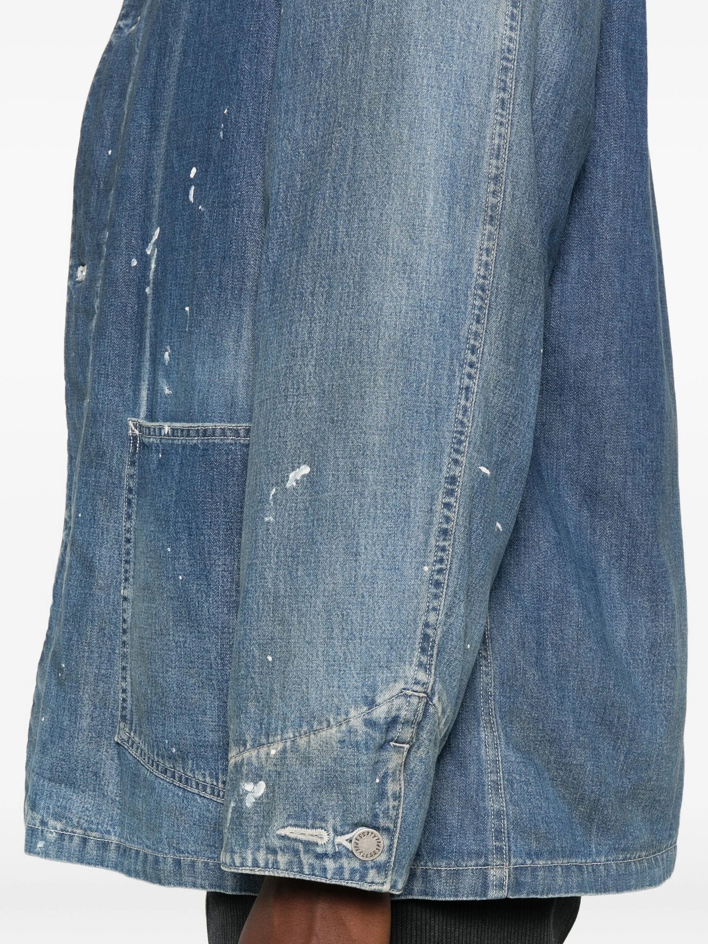 patch-pocket denim overcoat