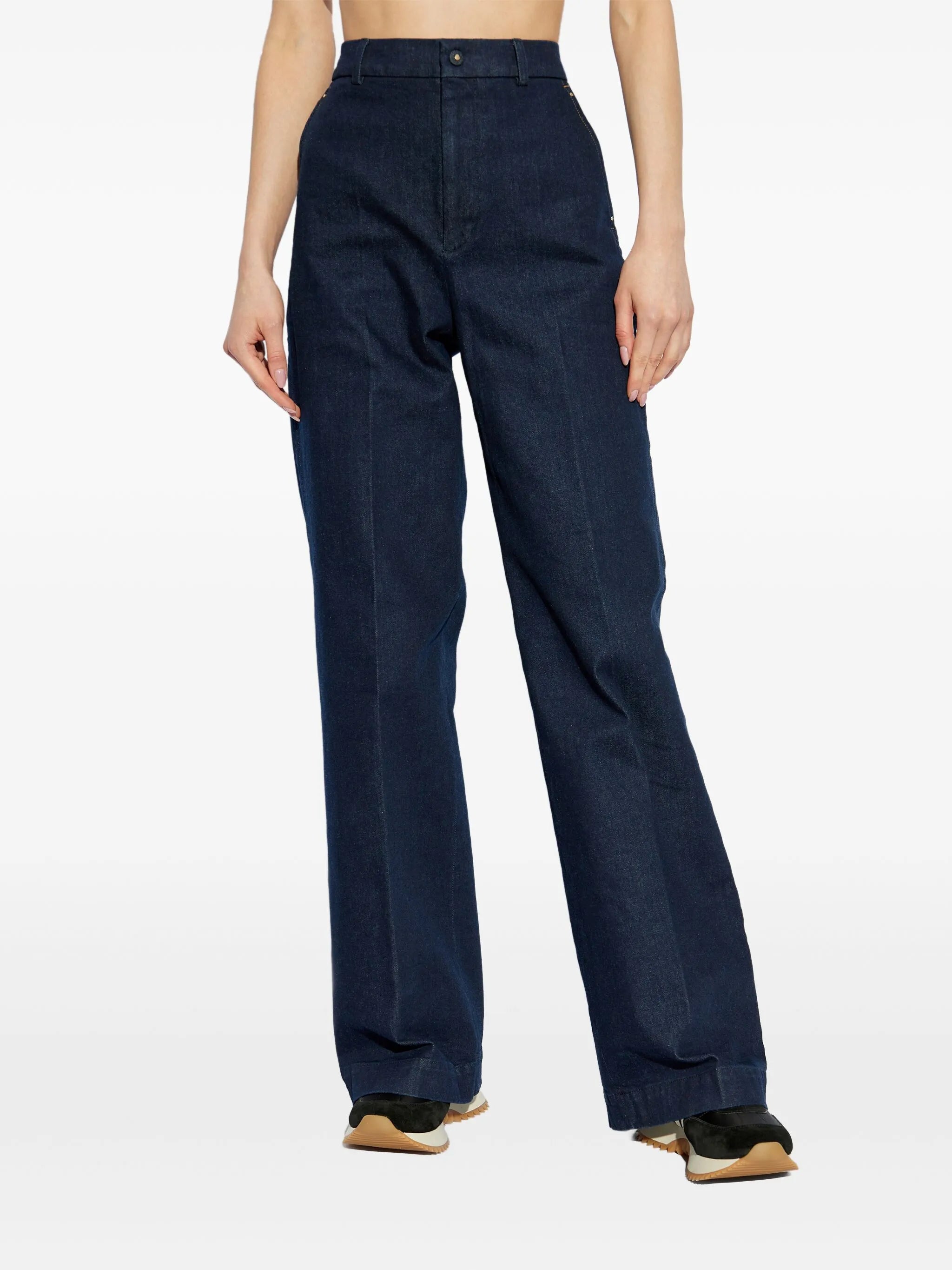 high-waisted jeans