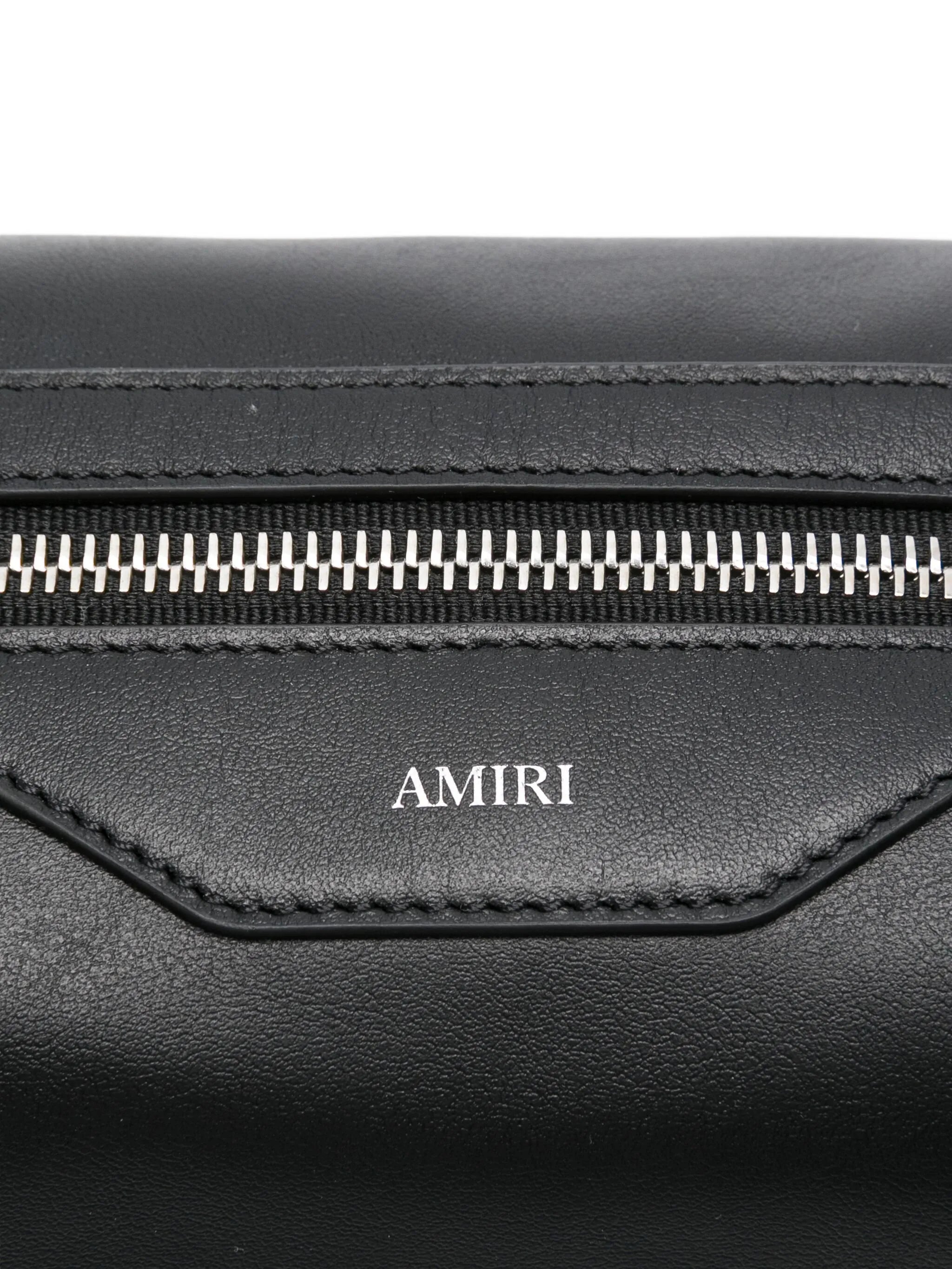 logo-appliqué leather wash bag