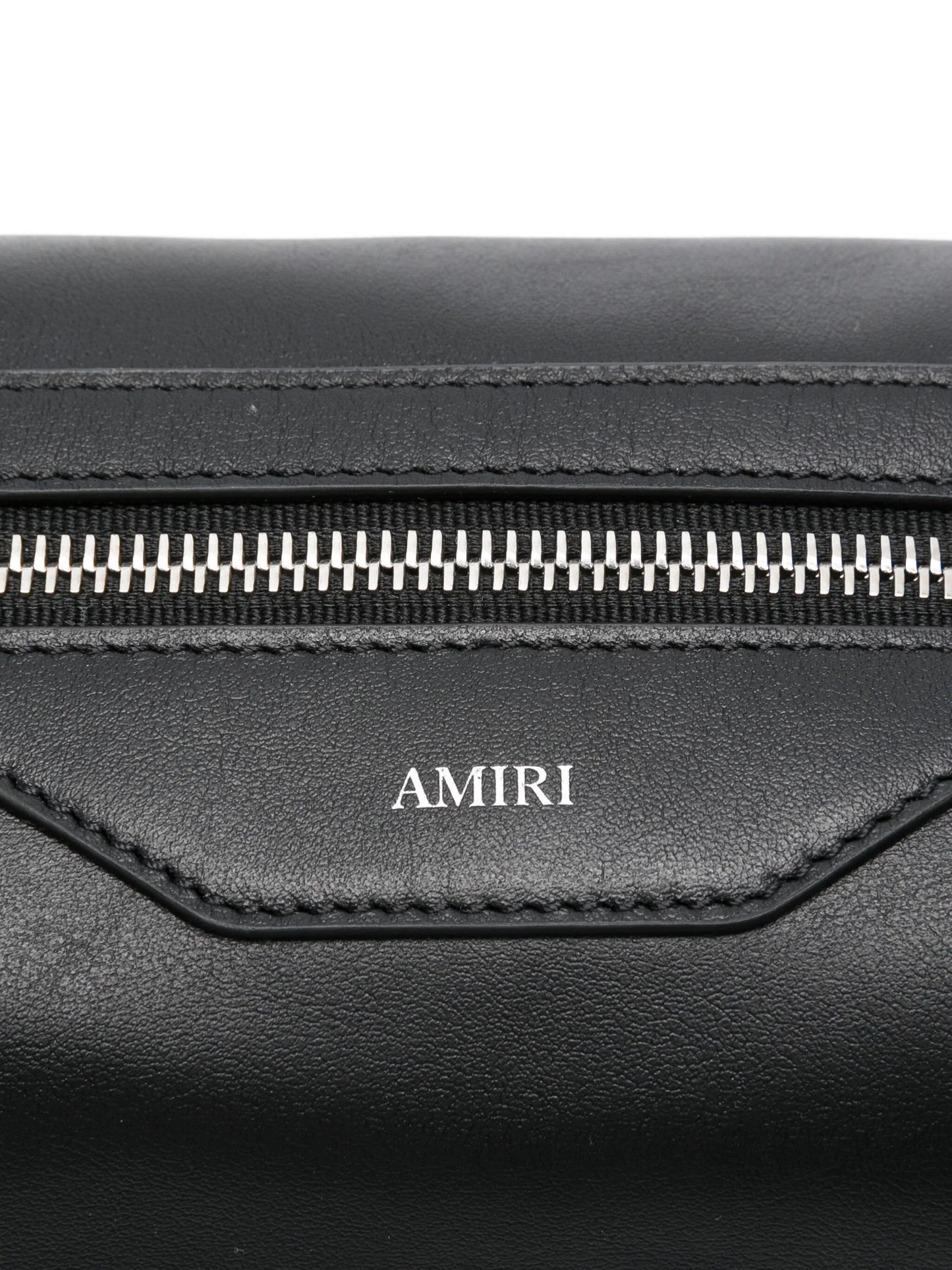 logo-appliqué leather wash bag