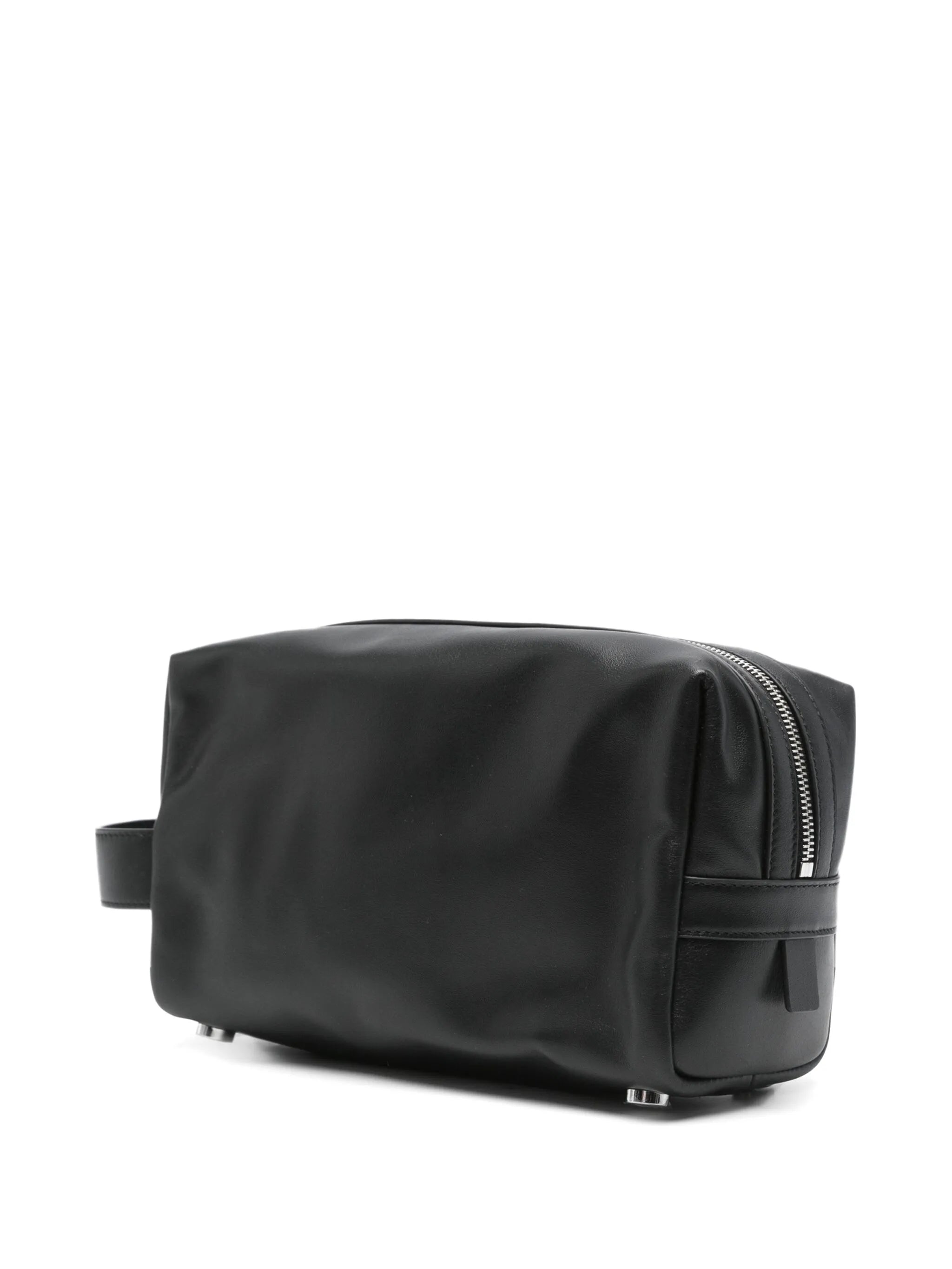 logo-appliqué leather wash bag