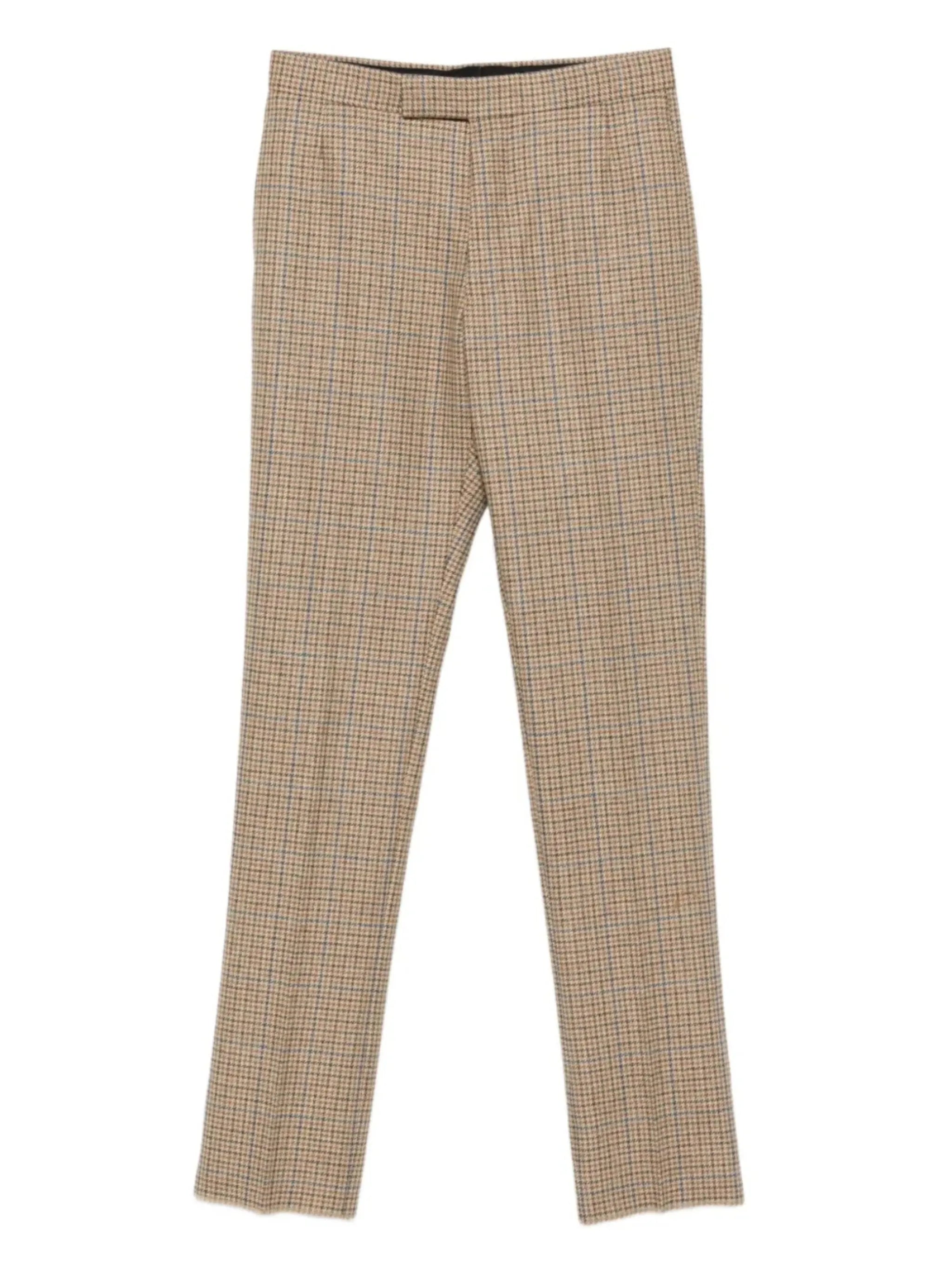 checked straight-leg trousers