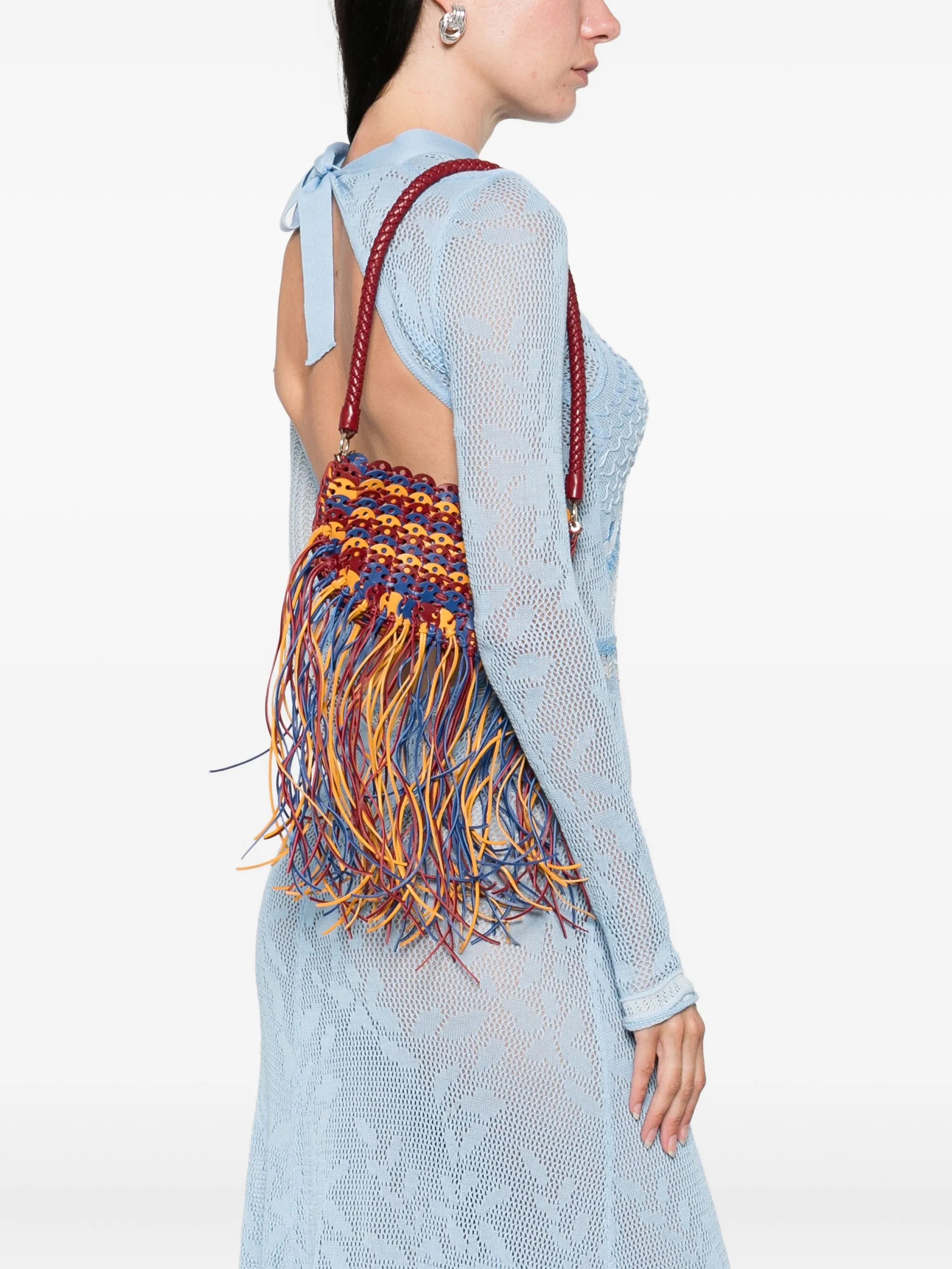 fringed leather shoulder bag