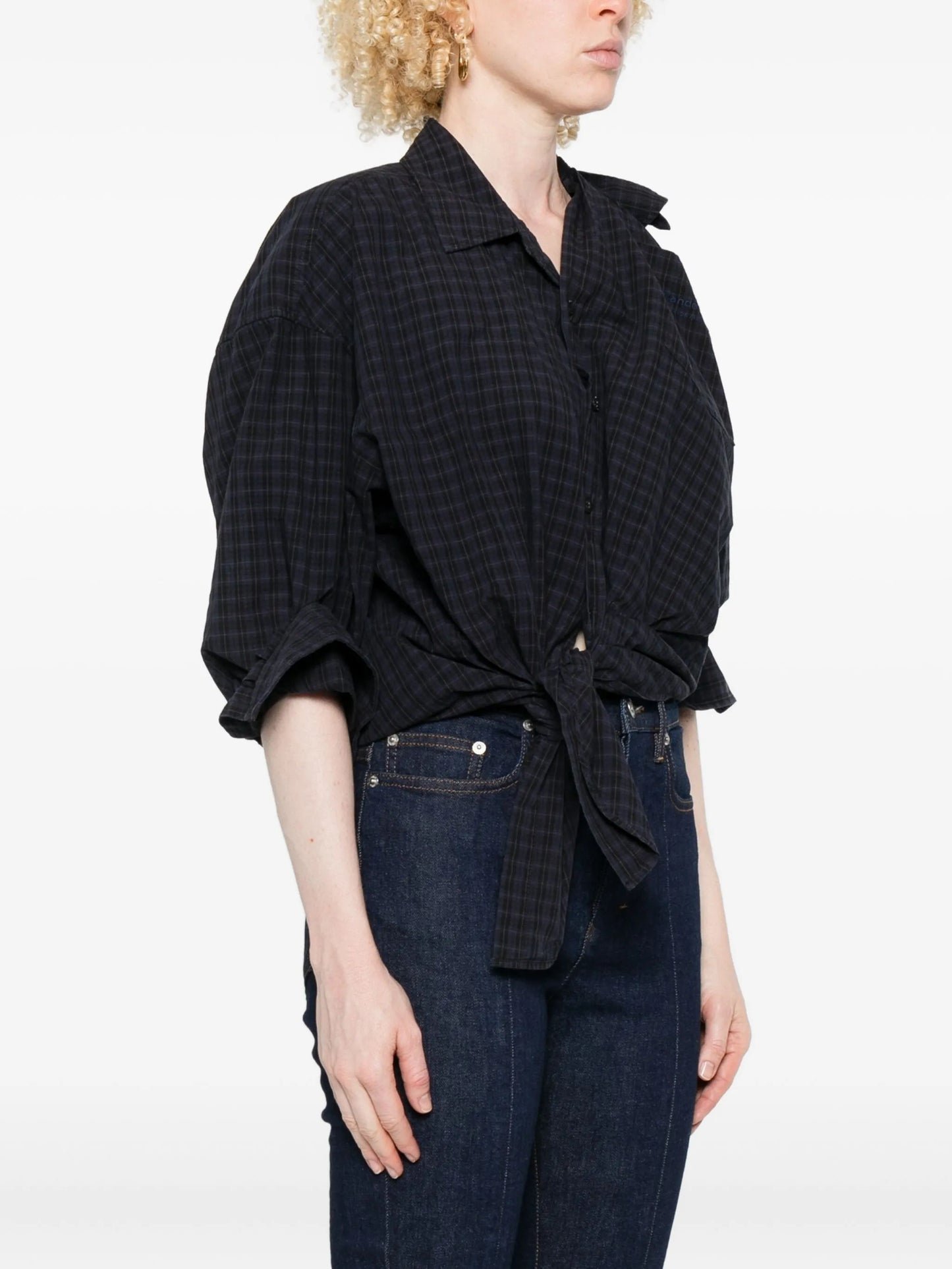 knotted plaid shirt