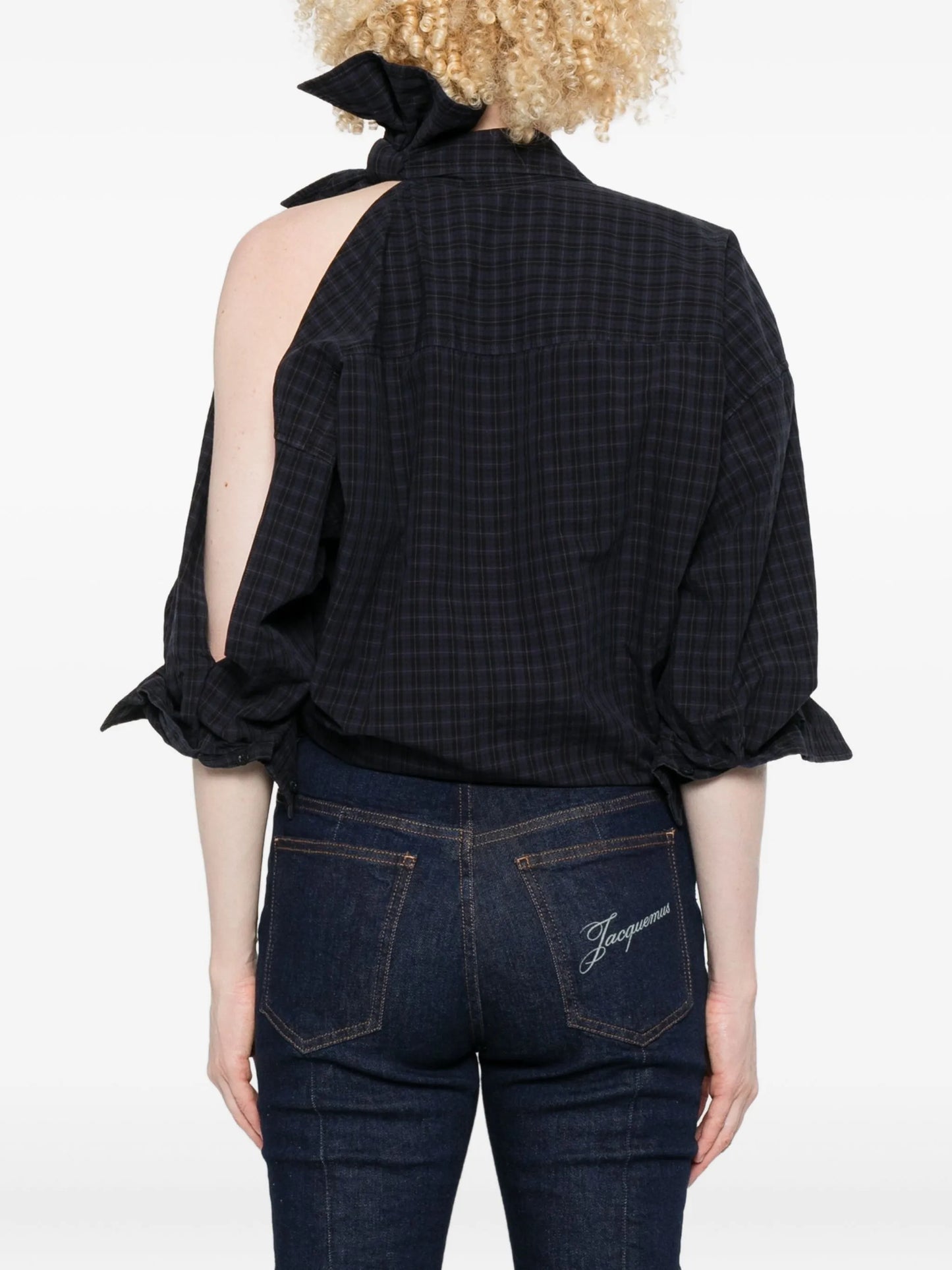 knotted plaid shirt