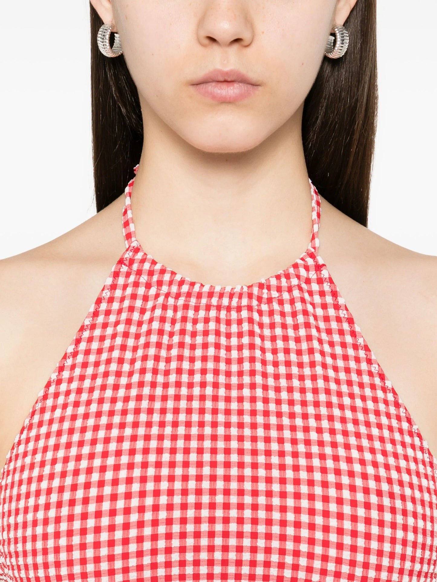 check-pattern halterneck top