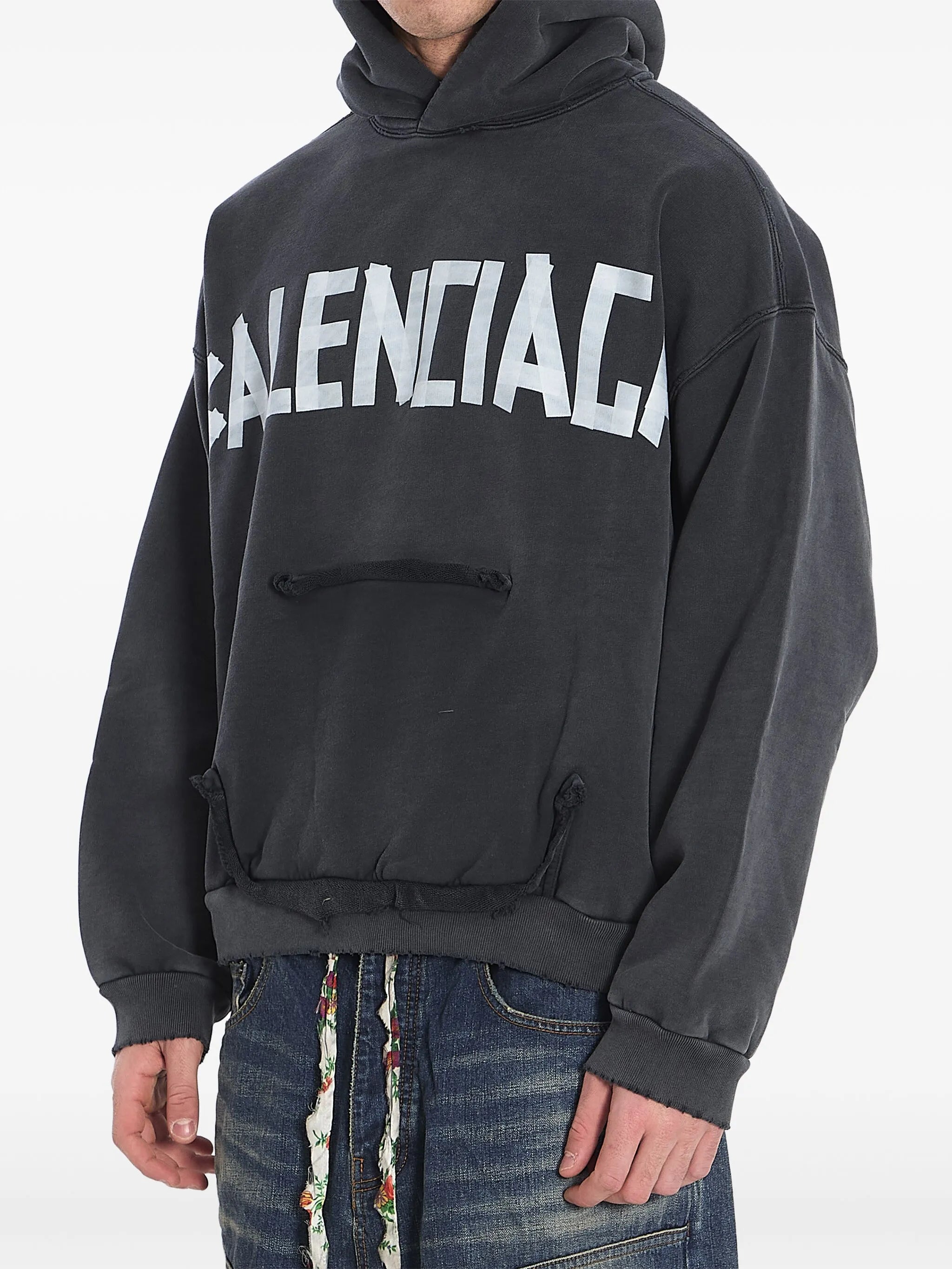 Tape Type logo-print hoodie