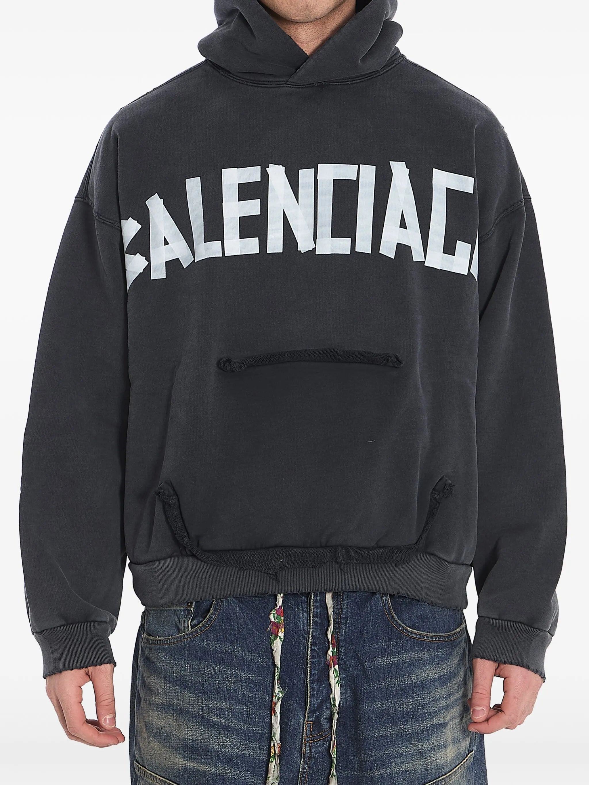 Tape Type logo-print hoodie