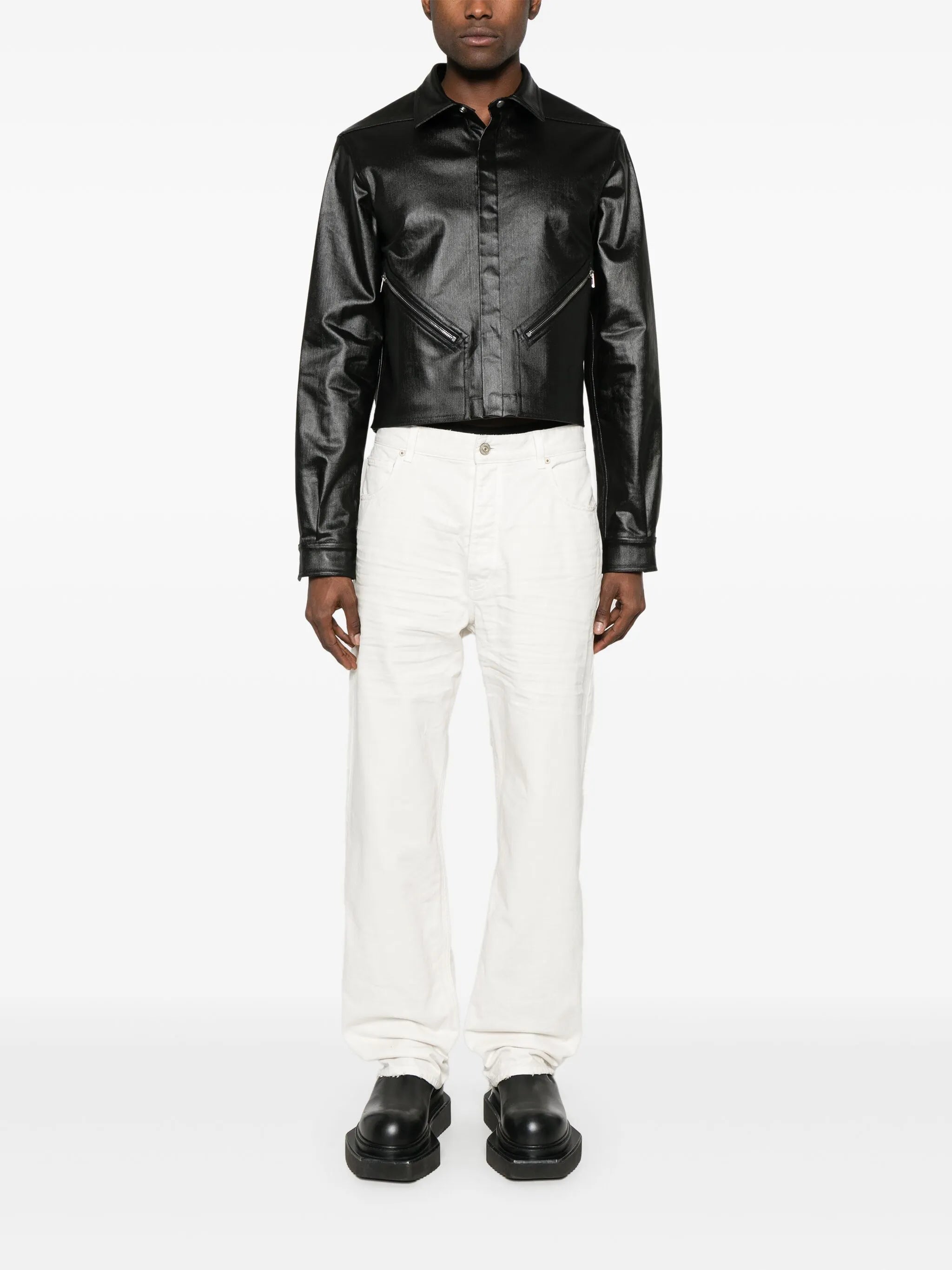 distressed-effect jeans