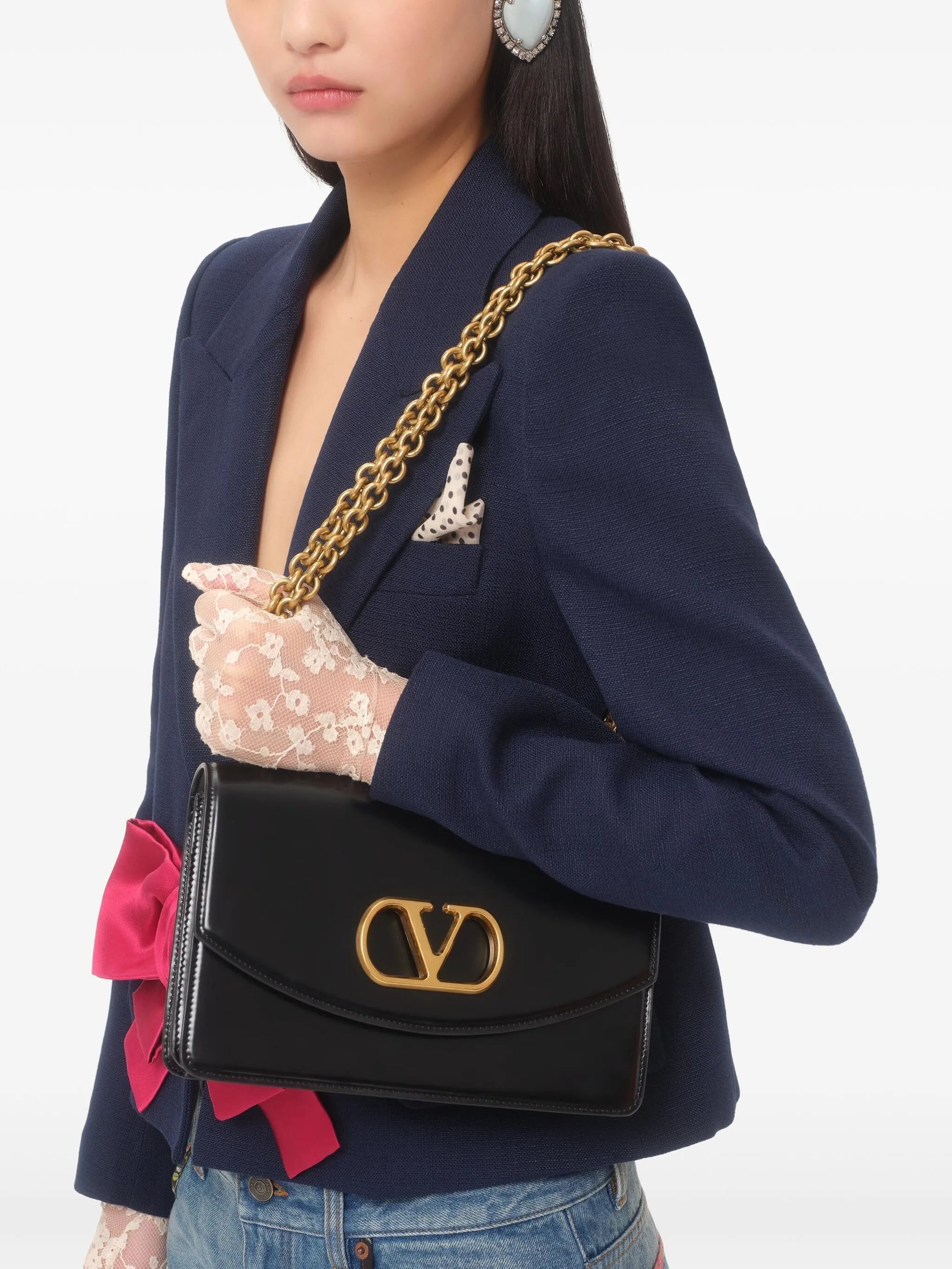 bow-detail single-breasted blazer