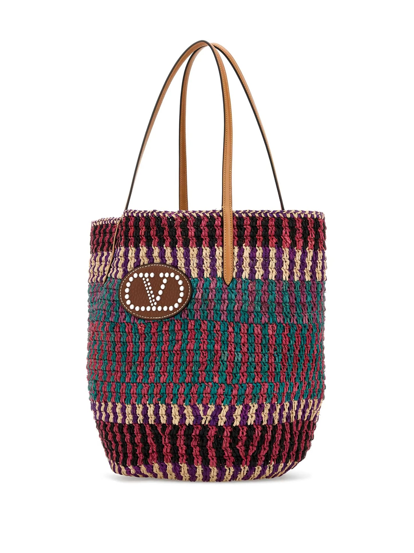 VLogo Signature raffia tote bag