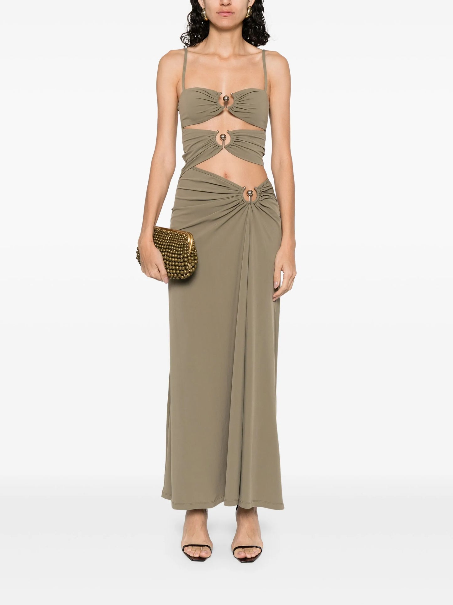 ruched orbit midi dress