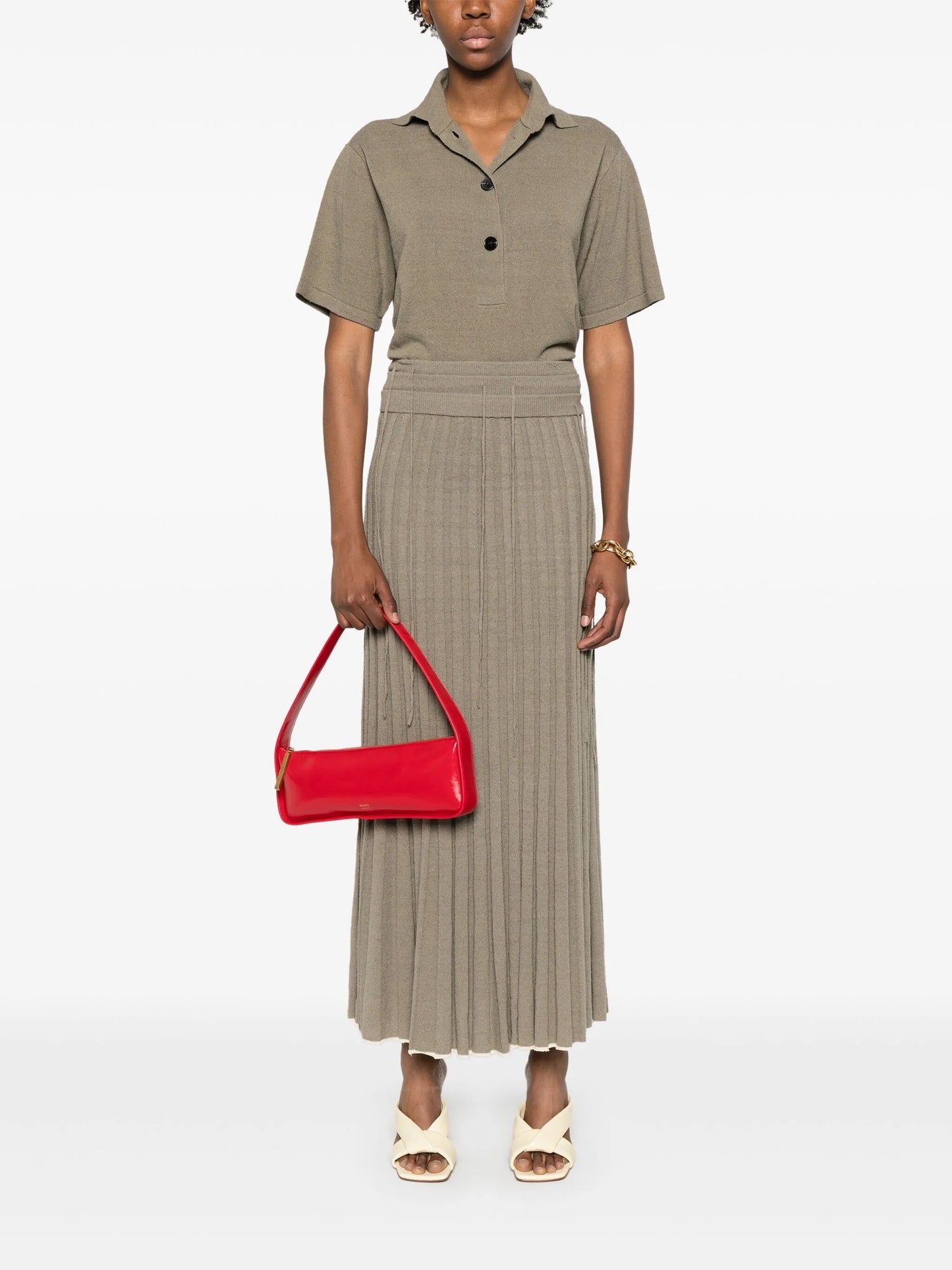 pleated maxi skirt