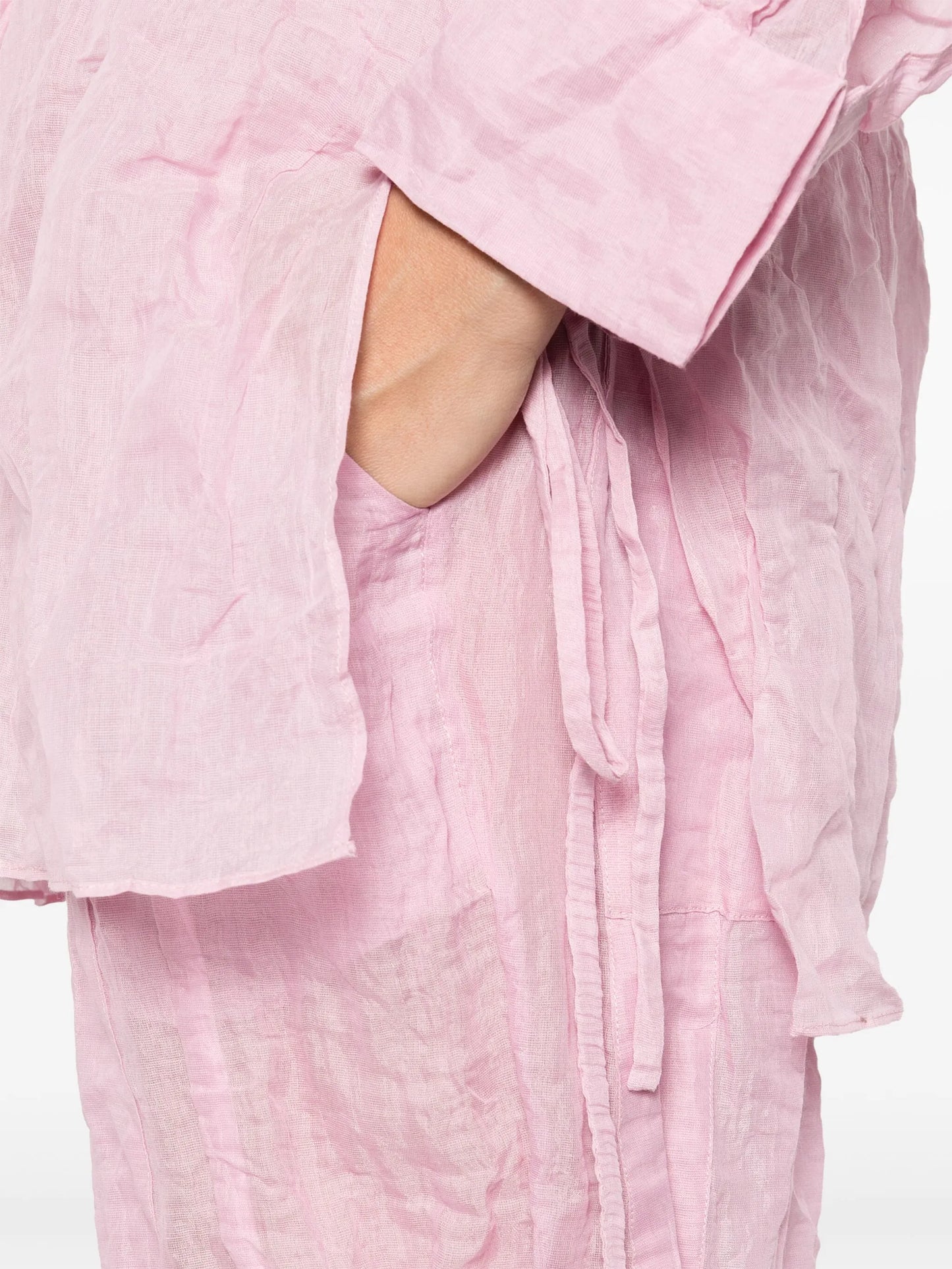 crushed multi-panelled trousers