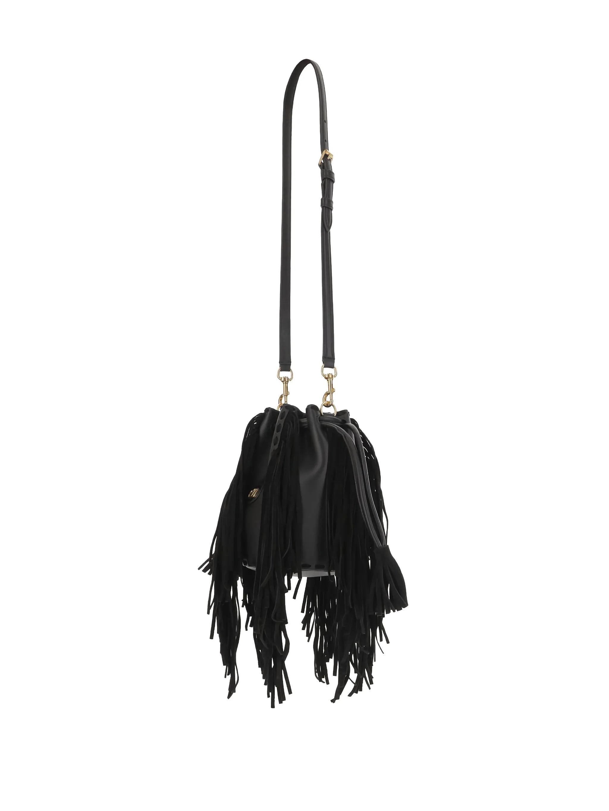 fringed leather shoulder bag