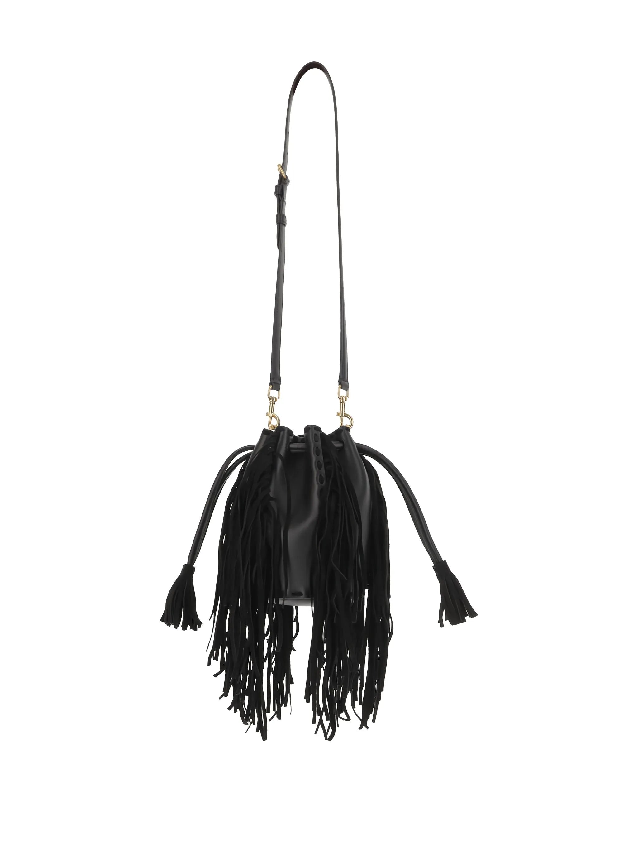 fringed leather shoulder bag