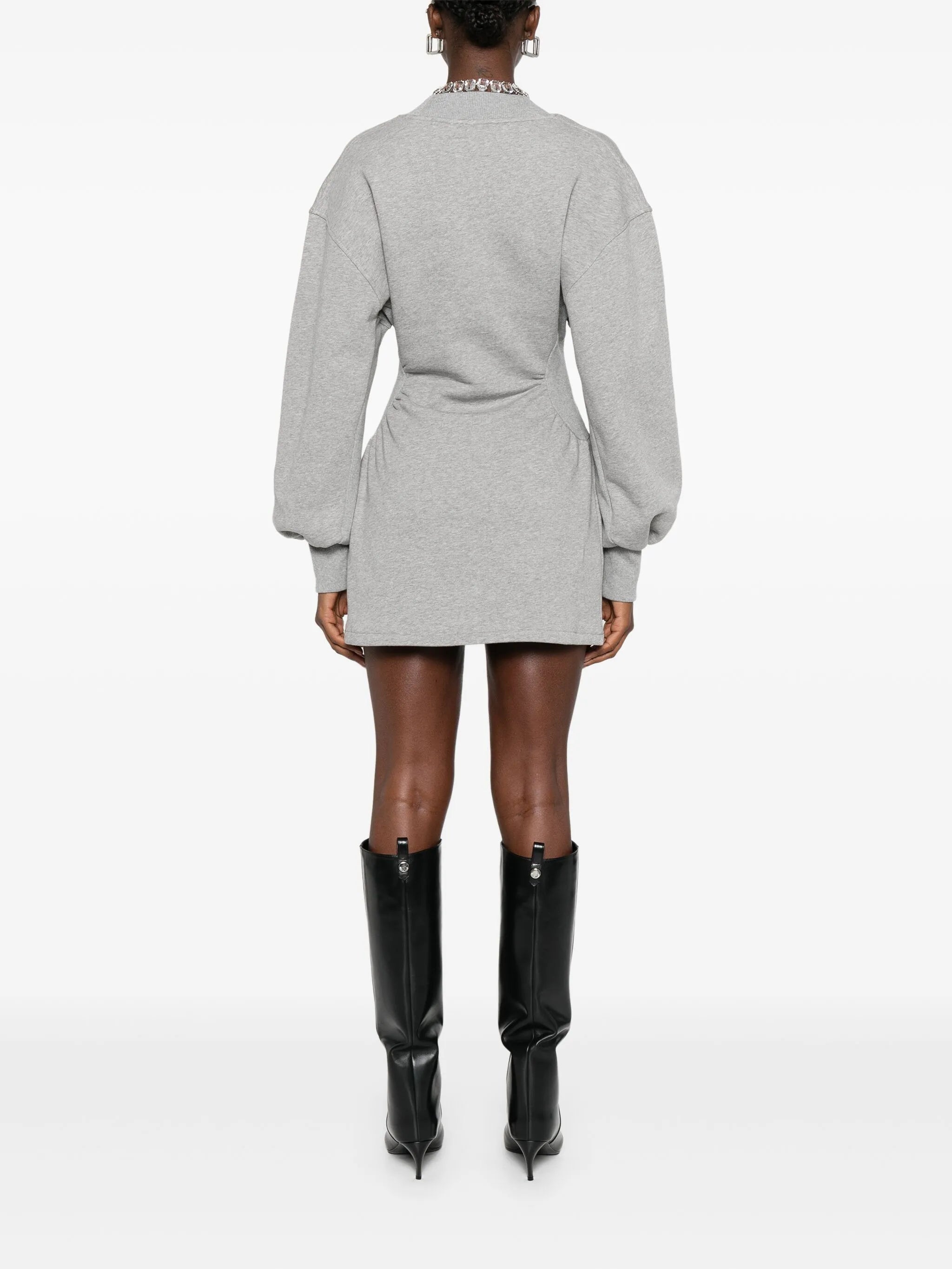 V-neck long-sleeves mini dress