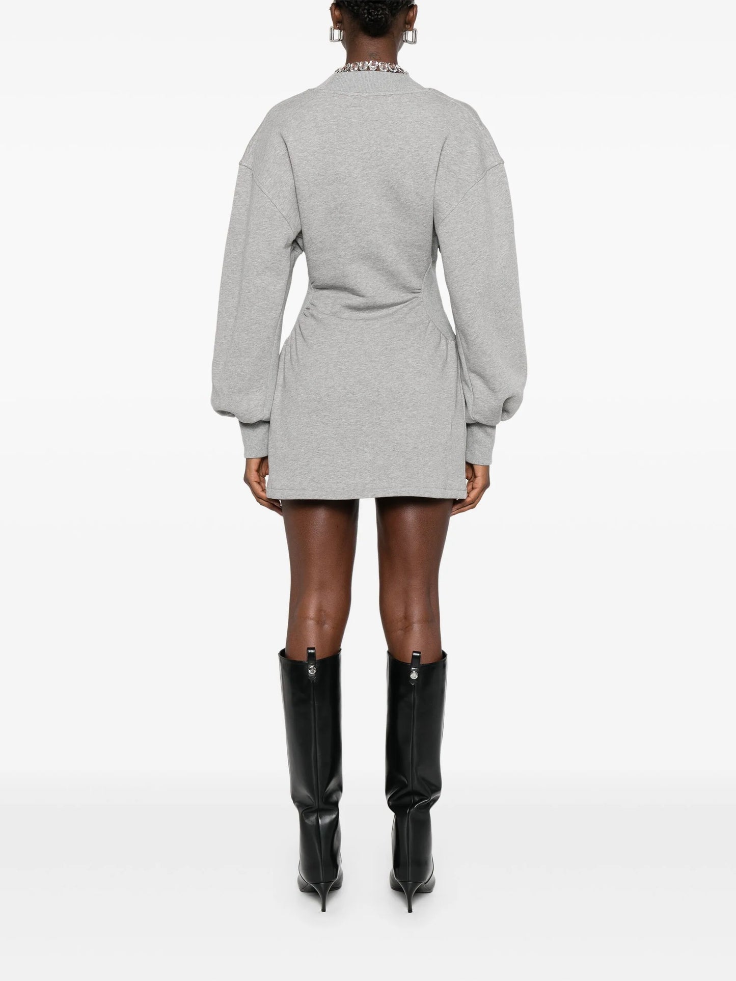 V-neck long-sleeves mini dress