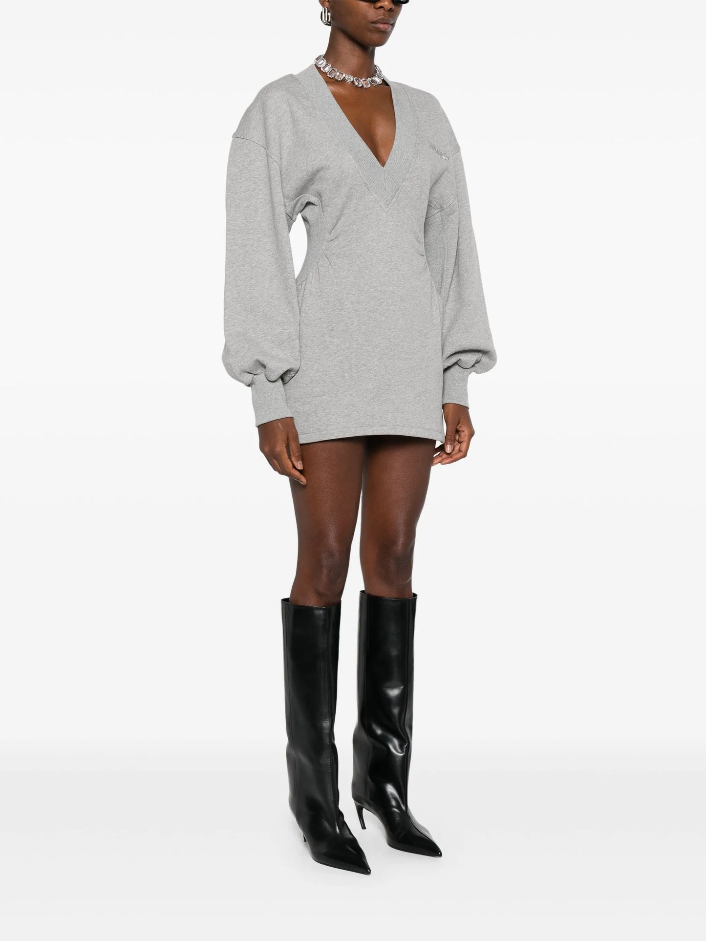 V-neck long-sleeves mini dress