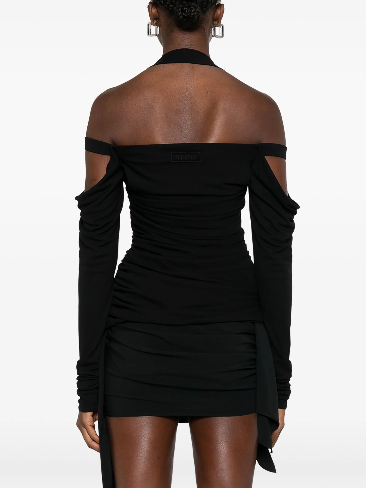 halterneck long-sleeves mini dress