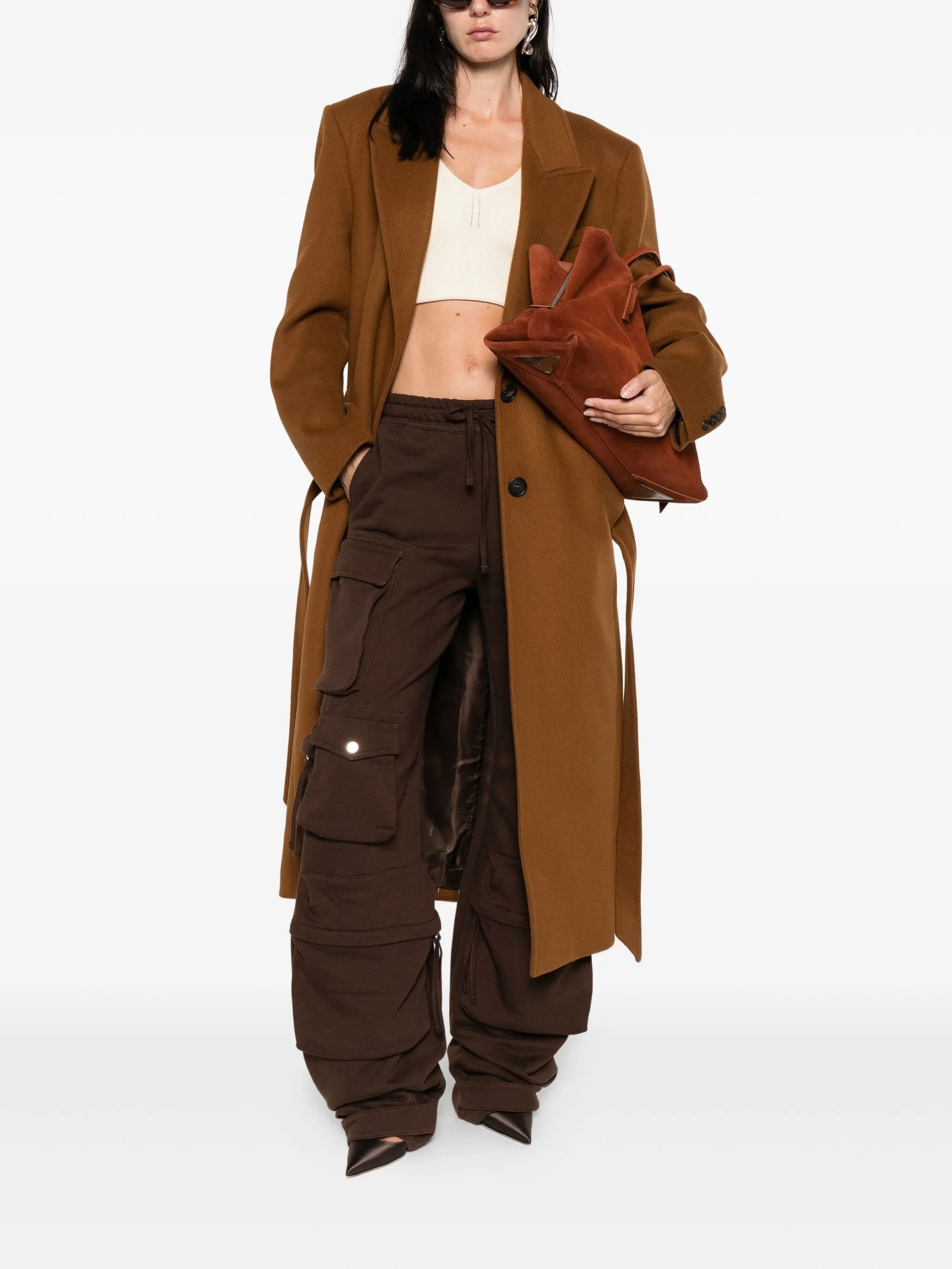 single-breasted belted coat