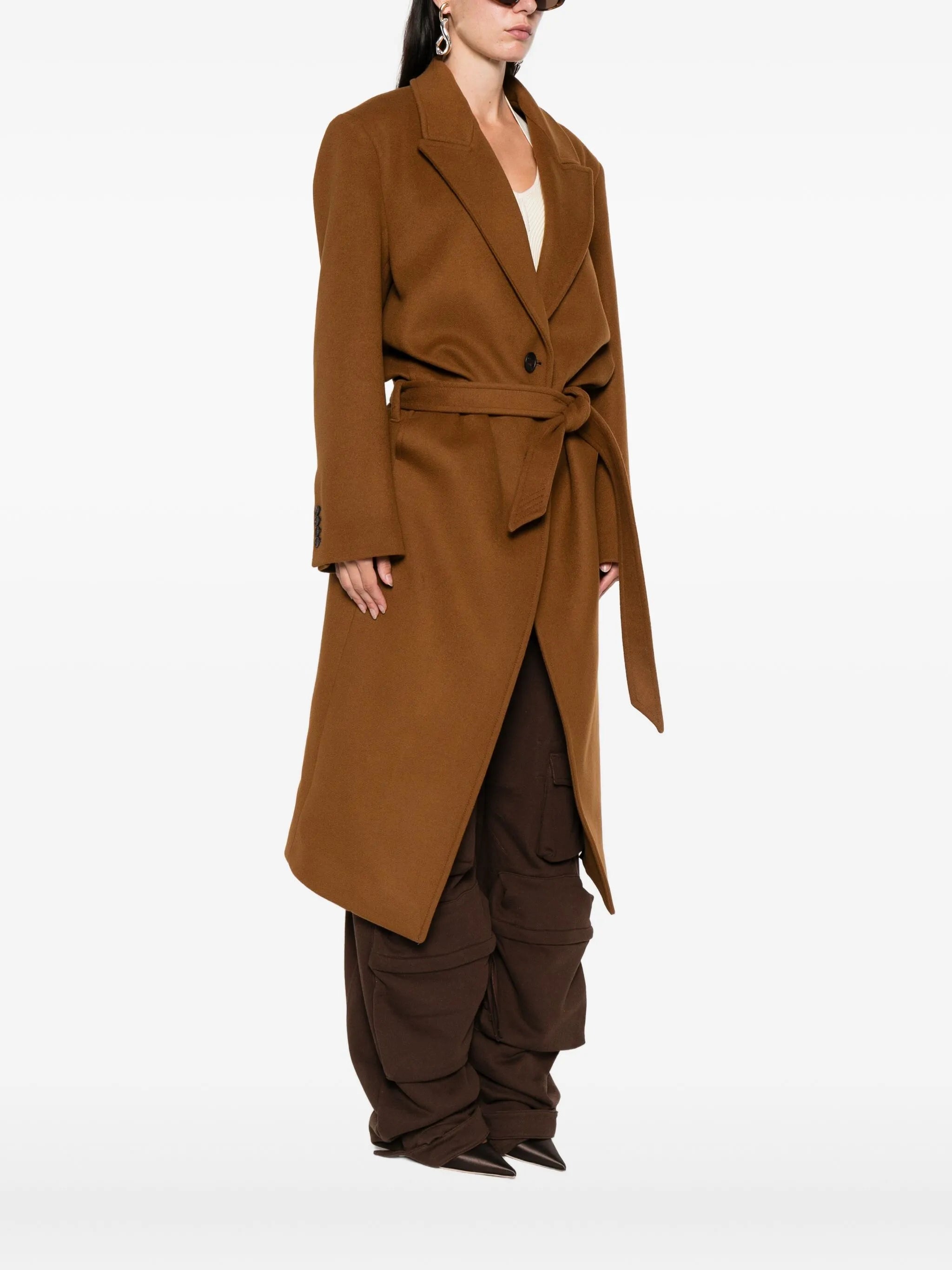 single-breasted belted coat