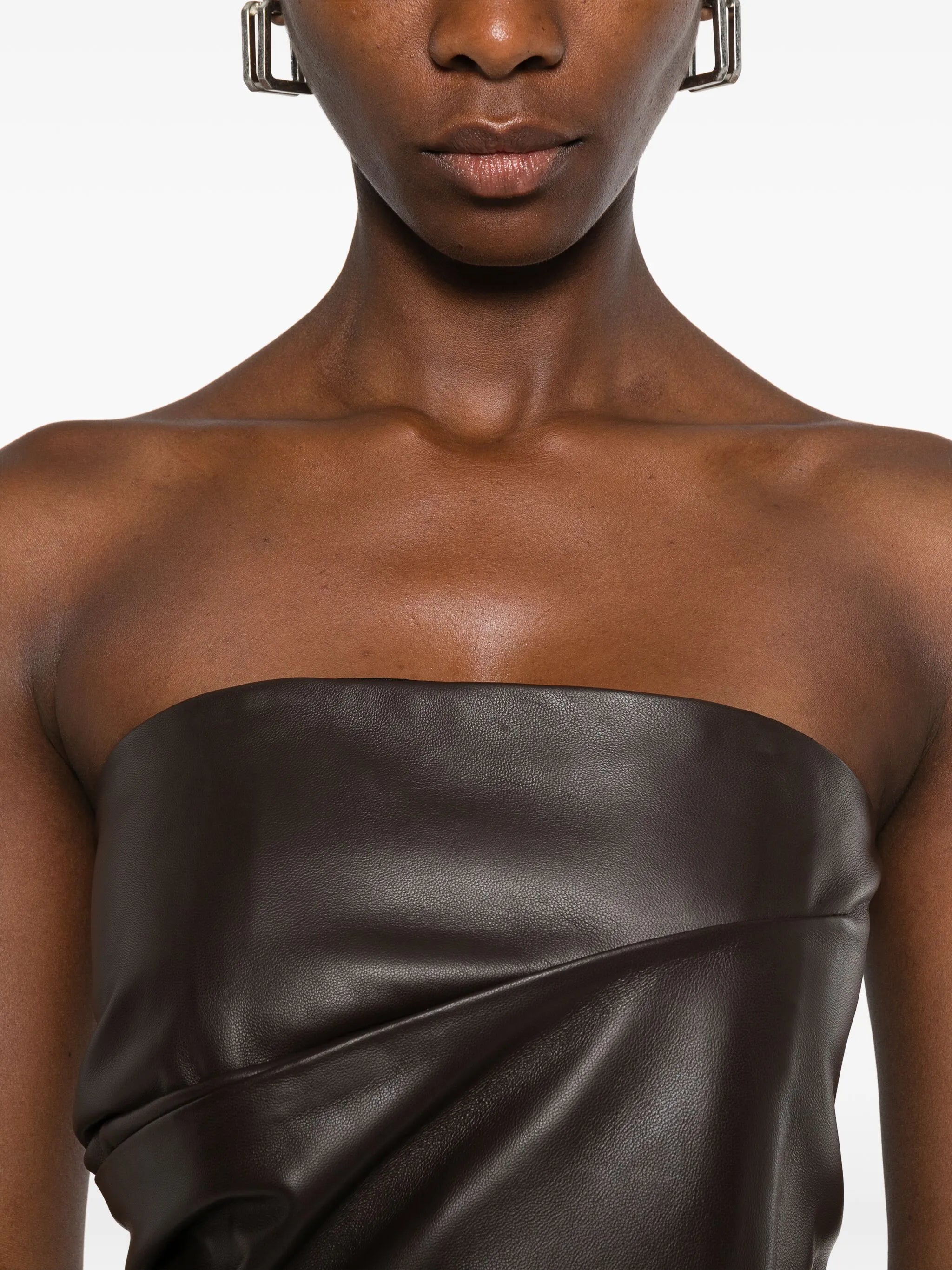 strapless draped mini dress