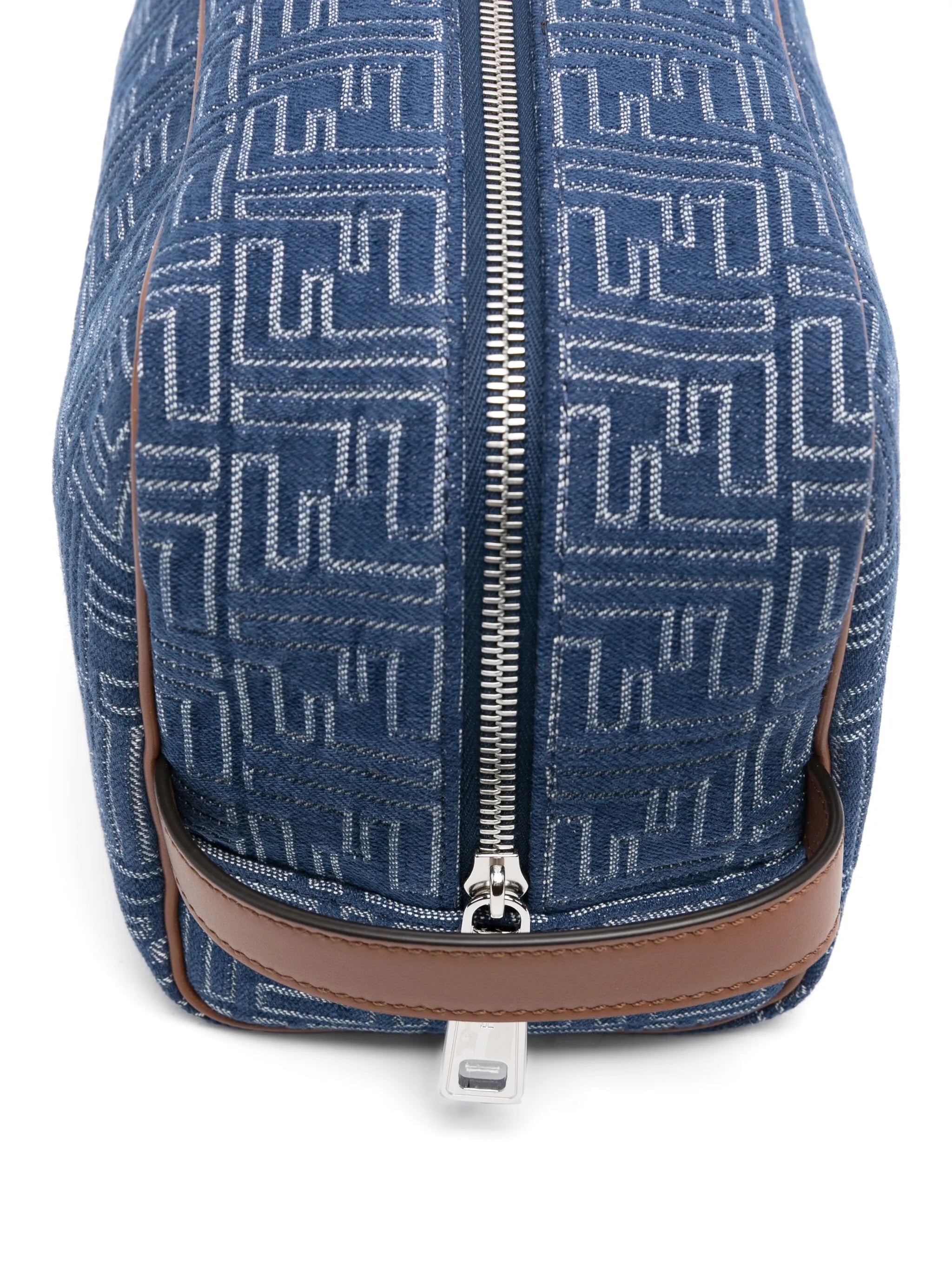 FF-print denim wash bag
