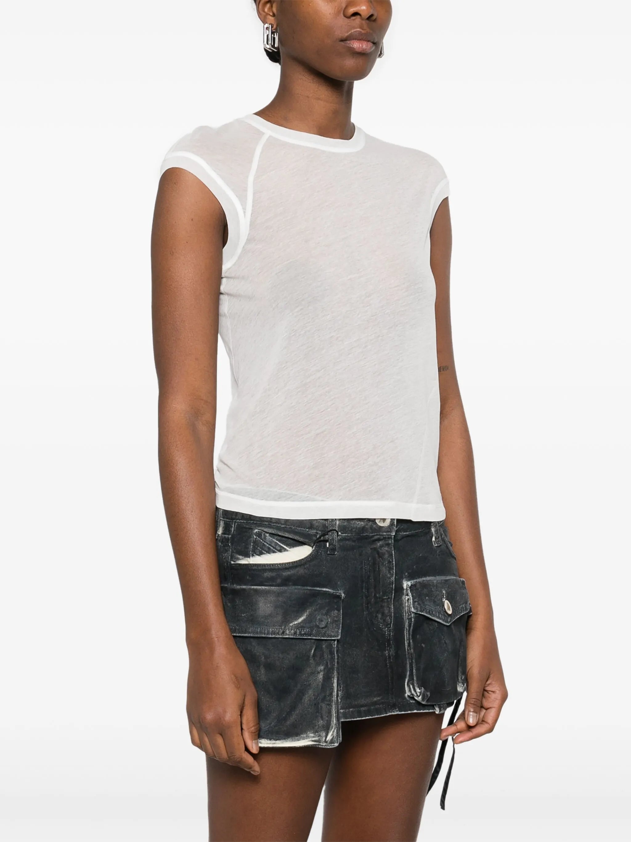 twisted sheer T-shirt