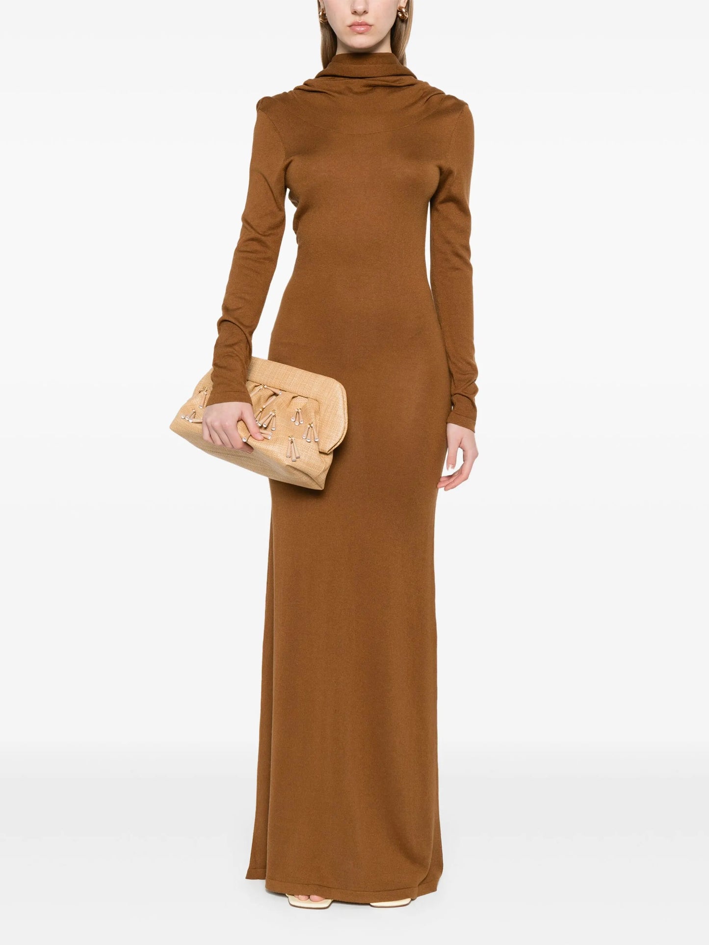 longsleeved open-back maxi dress