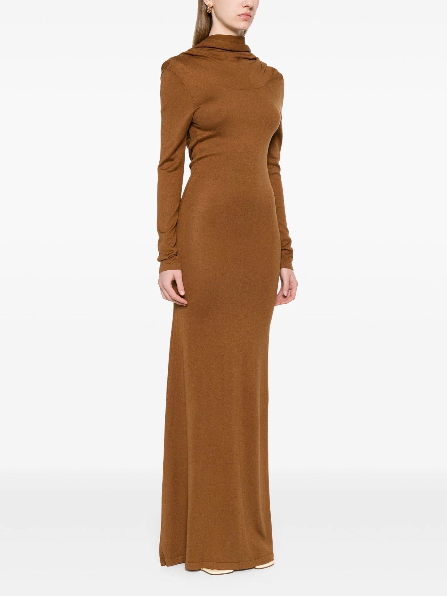 longsleeved open-back maxi dress