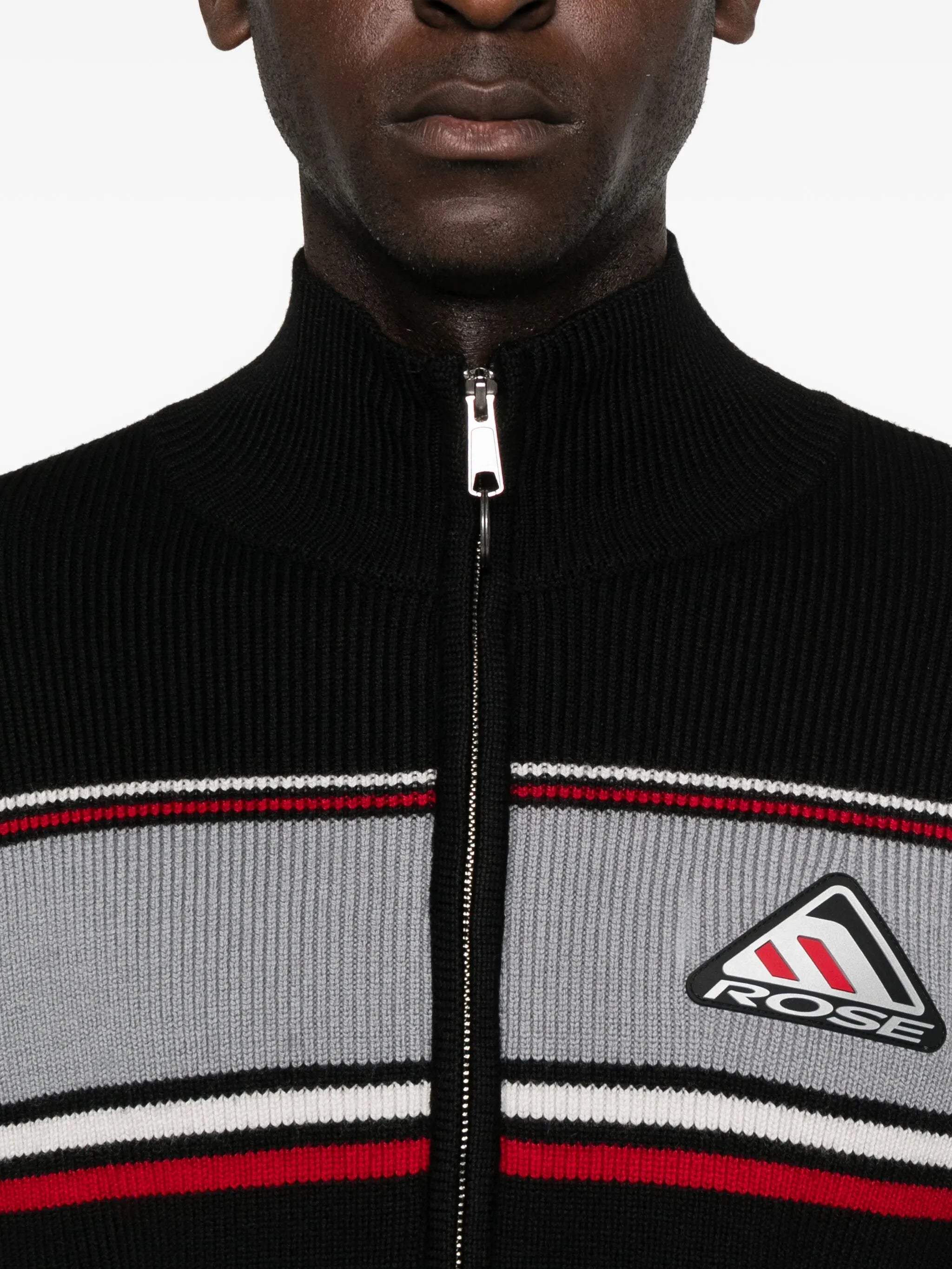 ribbed panelled zip-up jacket