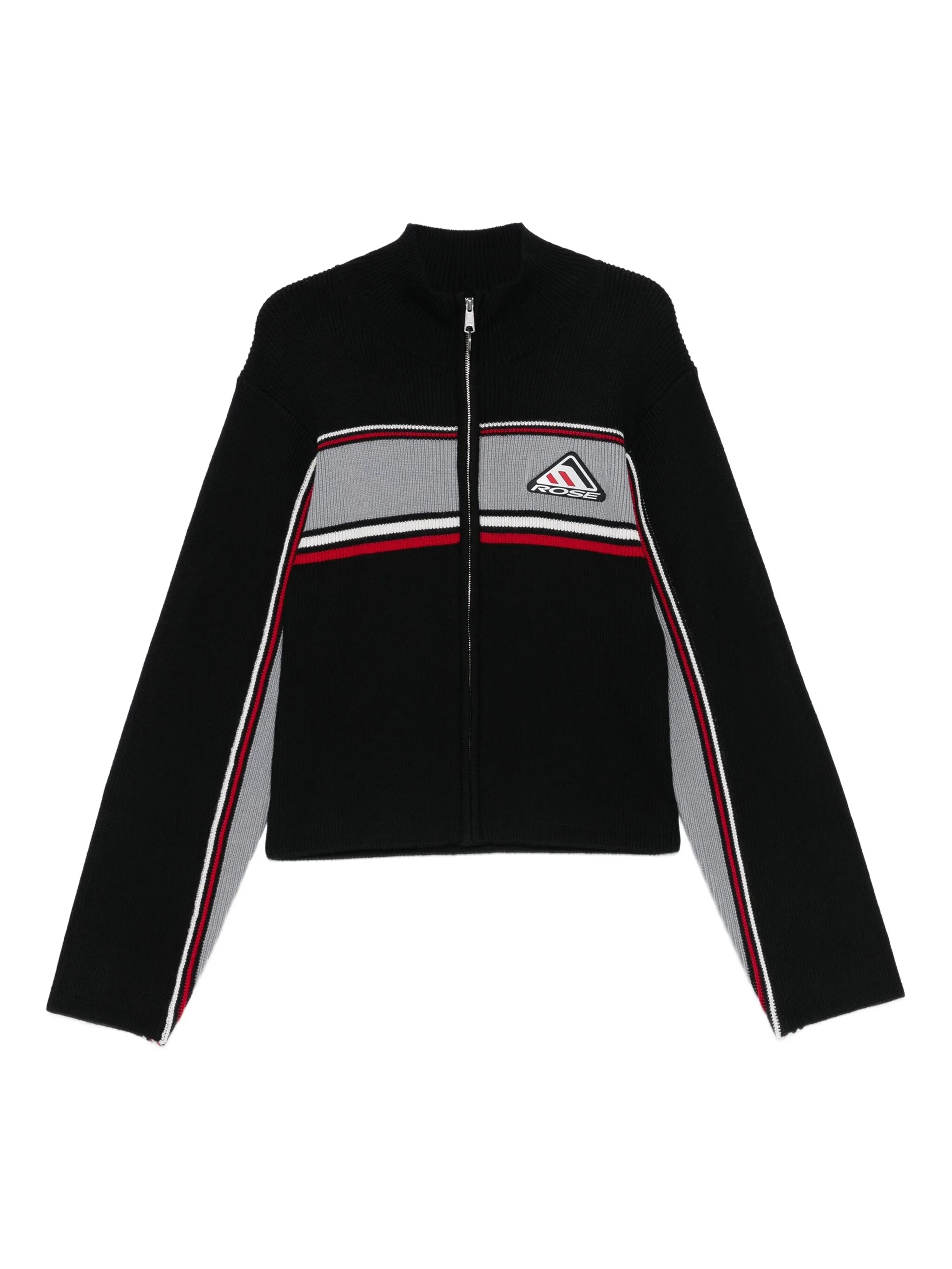 ribbed panelled zip-up jacket
