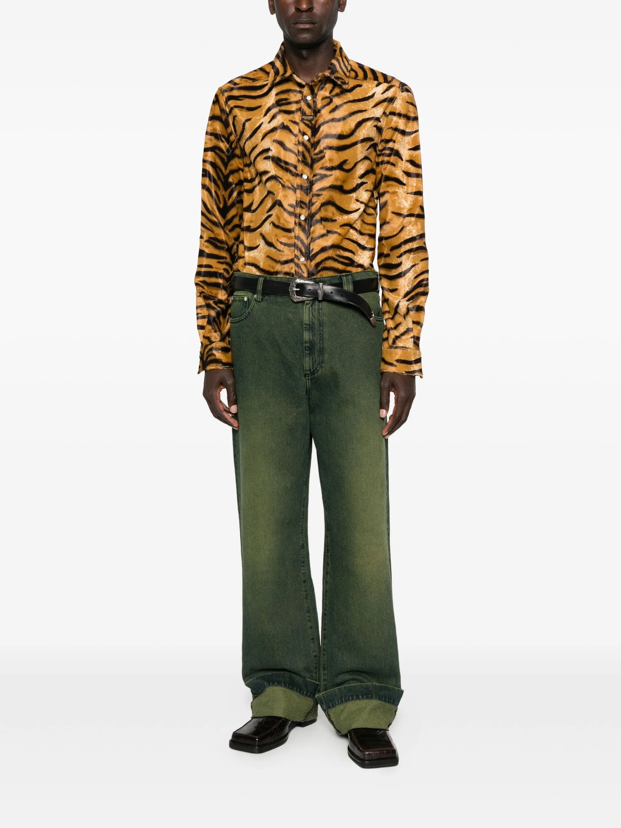 tiger-print felt shirt
