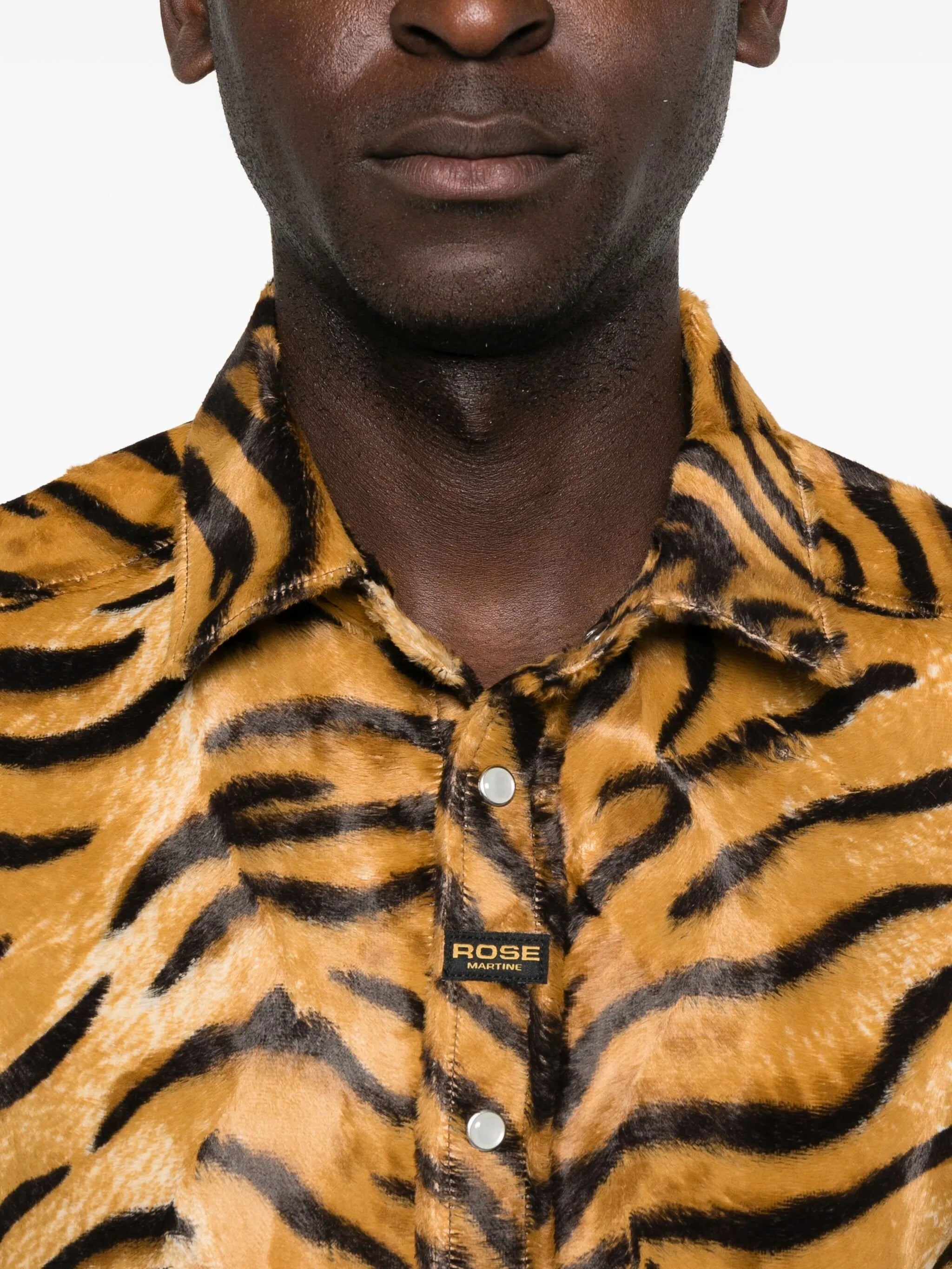 tiger-print felt shirt